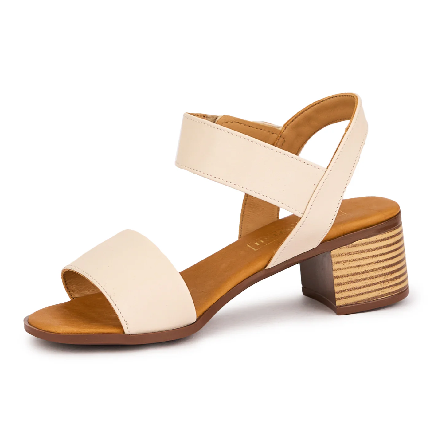 Sandale dama din piele naturala bej cu toc gros 5 cm 16373 - Image 3
