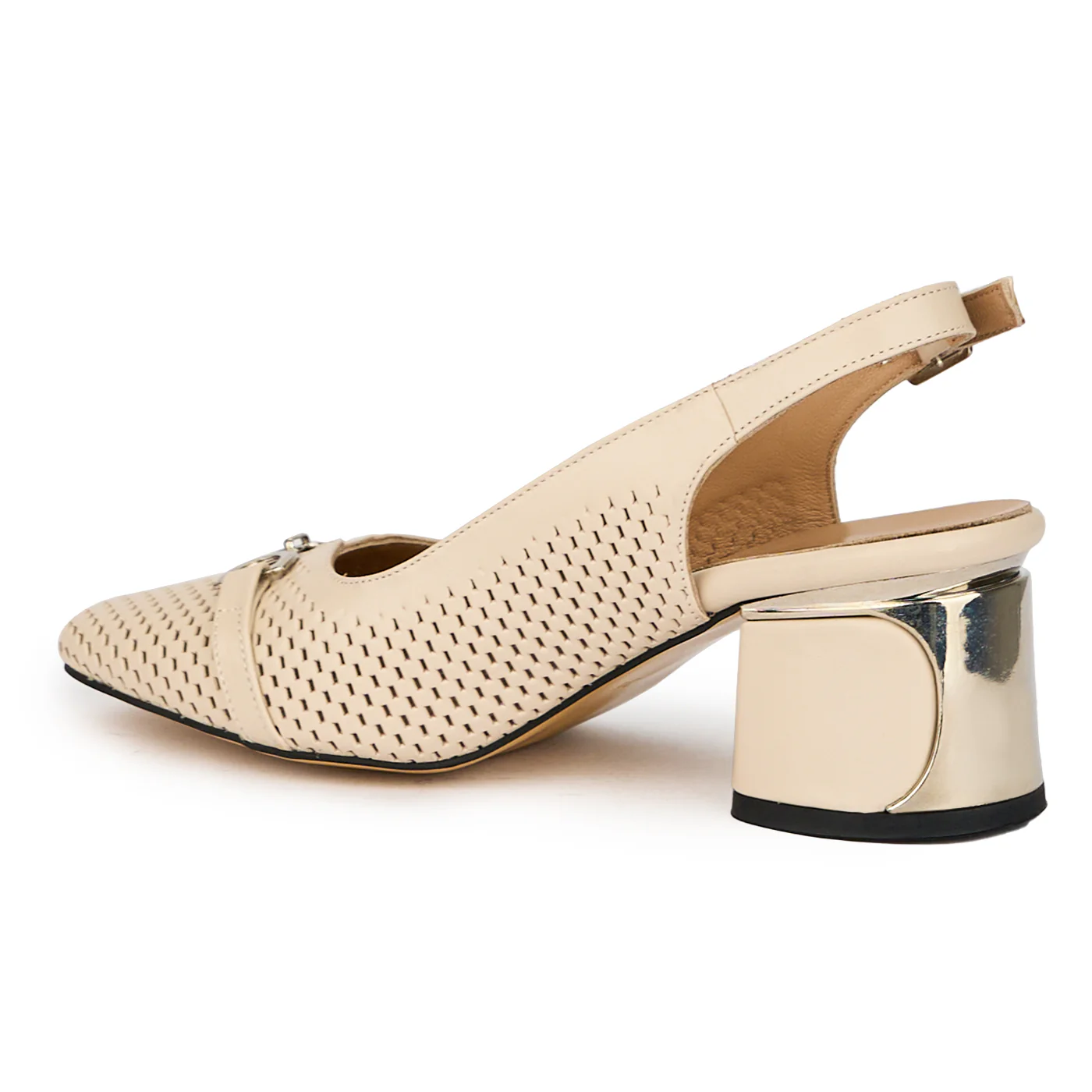 Sandale dama din piele naturala bej cu toc gros 6 cm 15645 - Image 2
