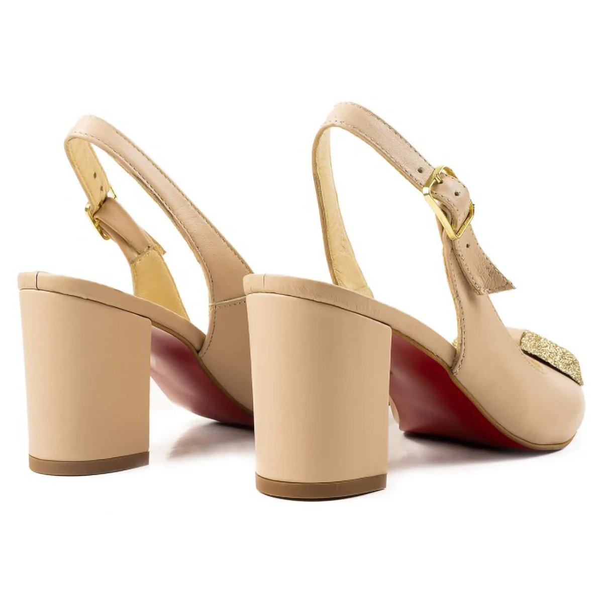 Sandale dama din piele naturala bej cu toc gros 8 cm 15796 - Image 3