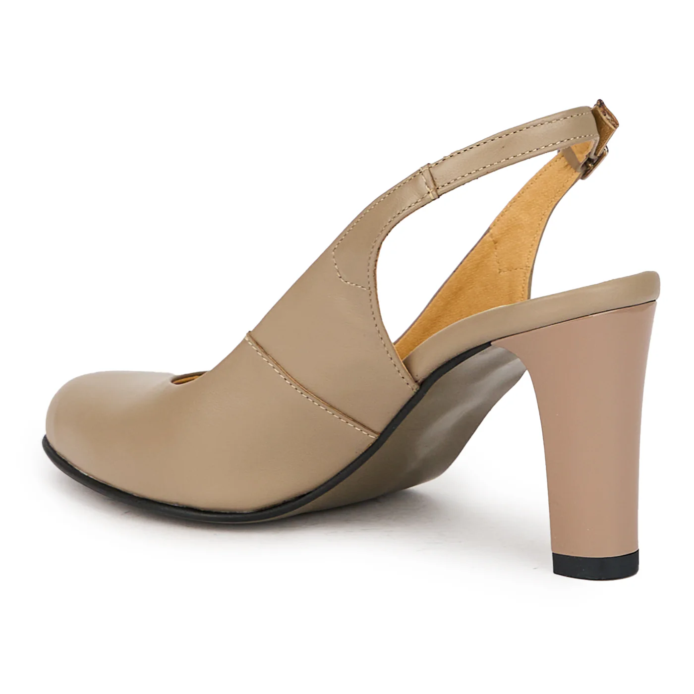 Sandale dama din piele naturala bej cu toc gros 8 cm 16234 - Image 2