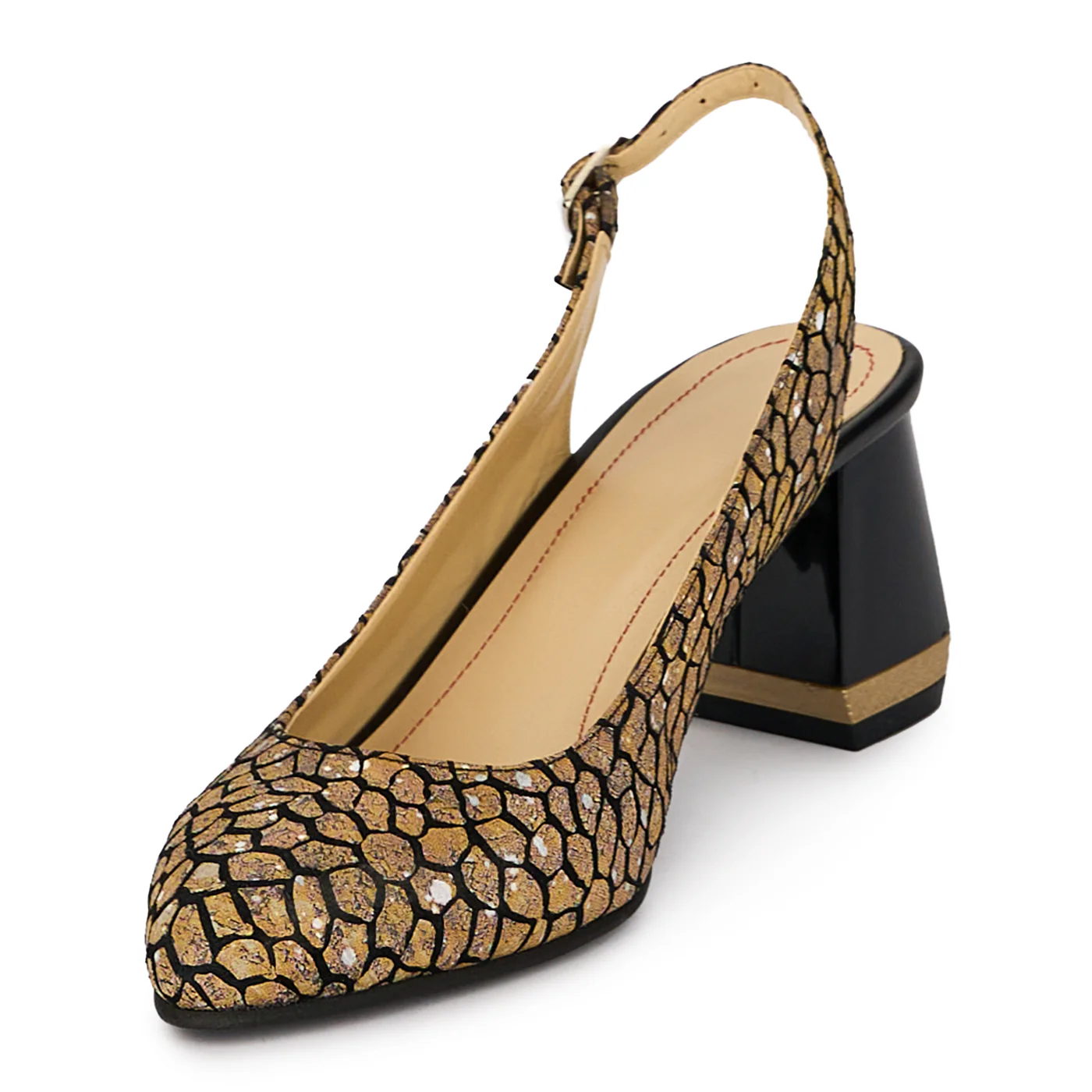 Sandale dama din piele naturala bej cu toc gros 8 cm 18067 - Image 3