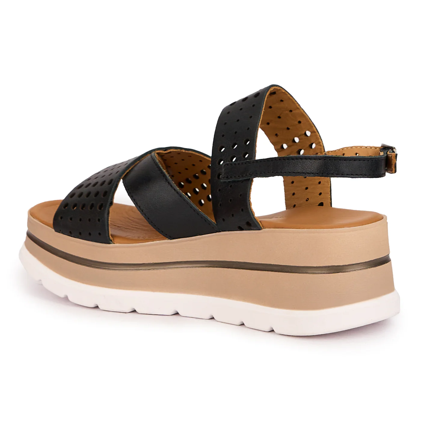Sandale dama din piele naturala bej-fard cu platforma 16553 - Image 2