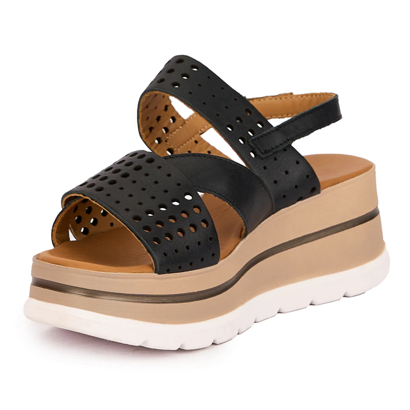 Sandale dama din piele naturala bej-fard cu platforma 16553 - Image 3