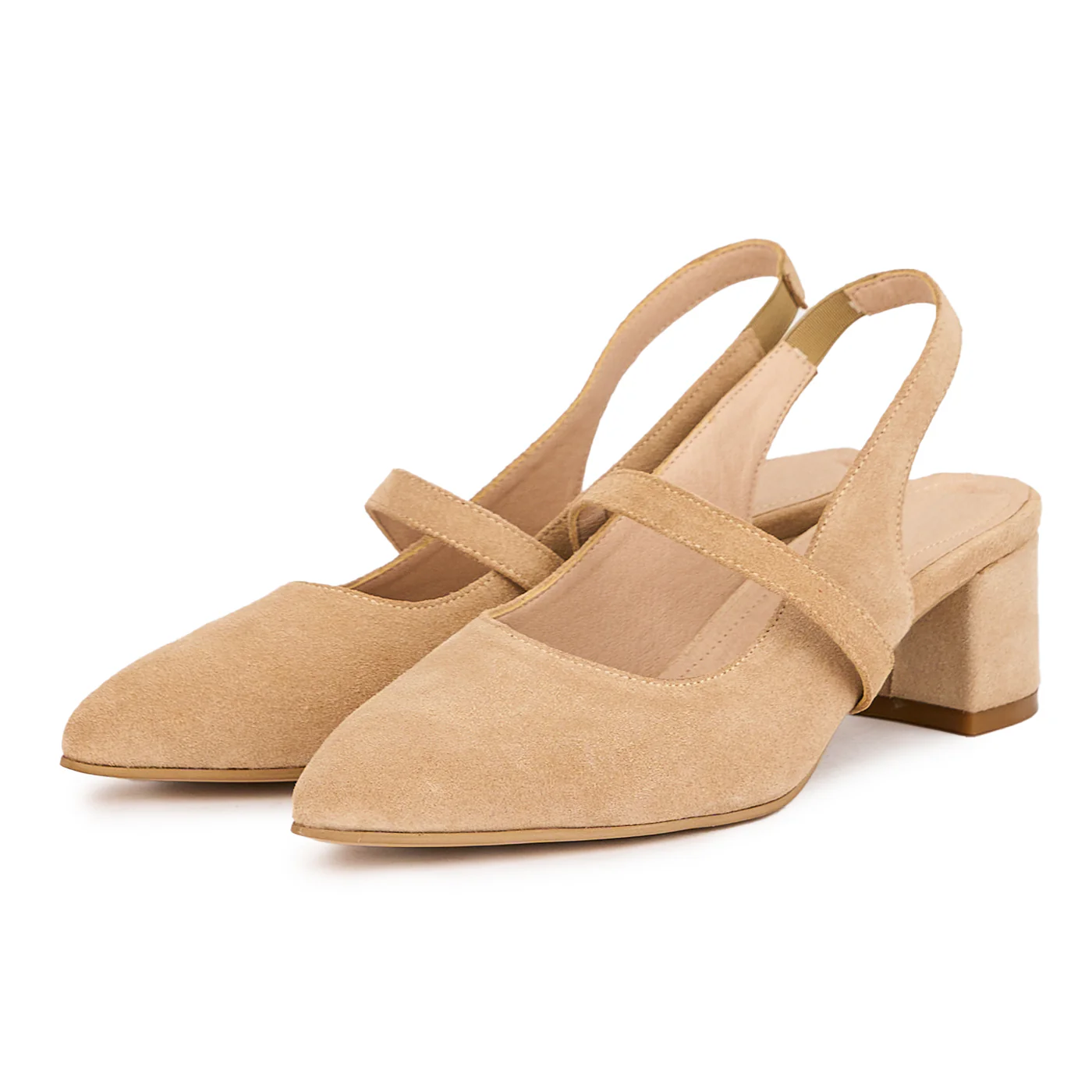 Sandale dama din piele naturala bej-nude cu toc gros 5 cm 16292 - Image 3