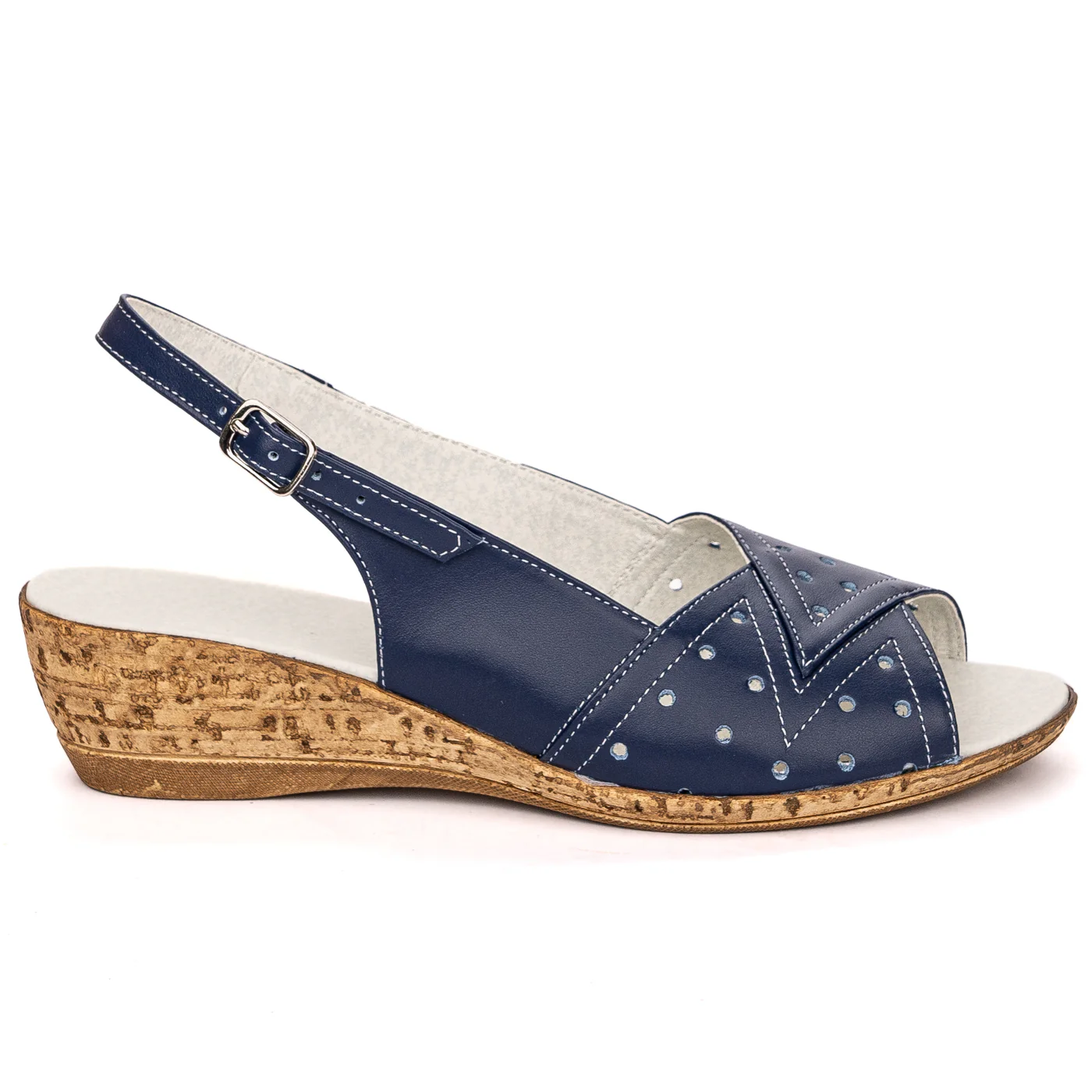 Sandale dama din piele naturala bleumarin 13698
