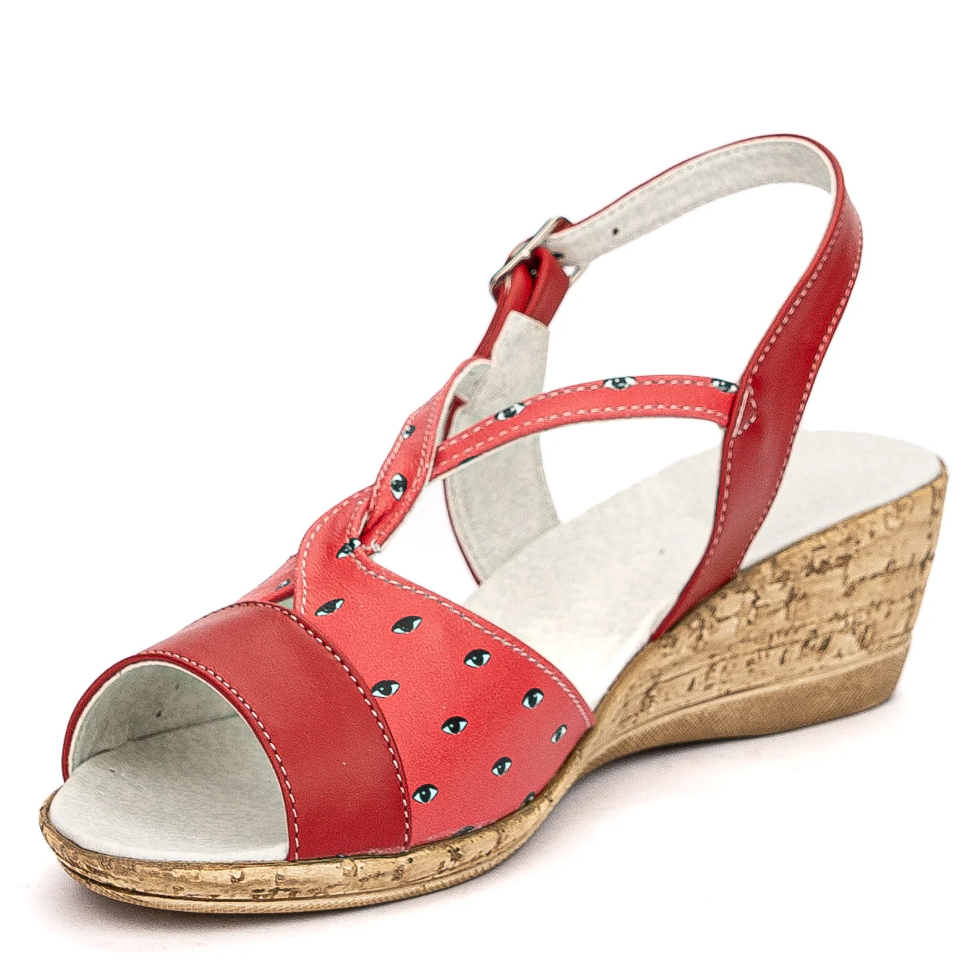 Sandale dama din piele naturala rosie 13714 - Image 3
