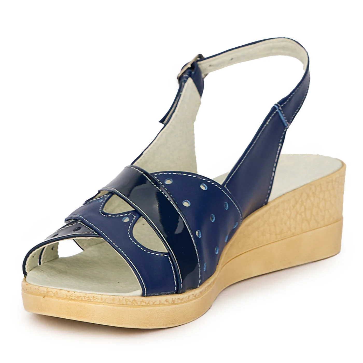 Sandale dama din piele naturala bleumarin 15581 - Image 3