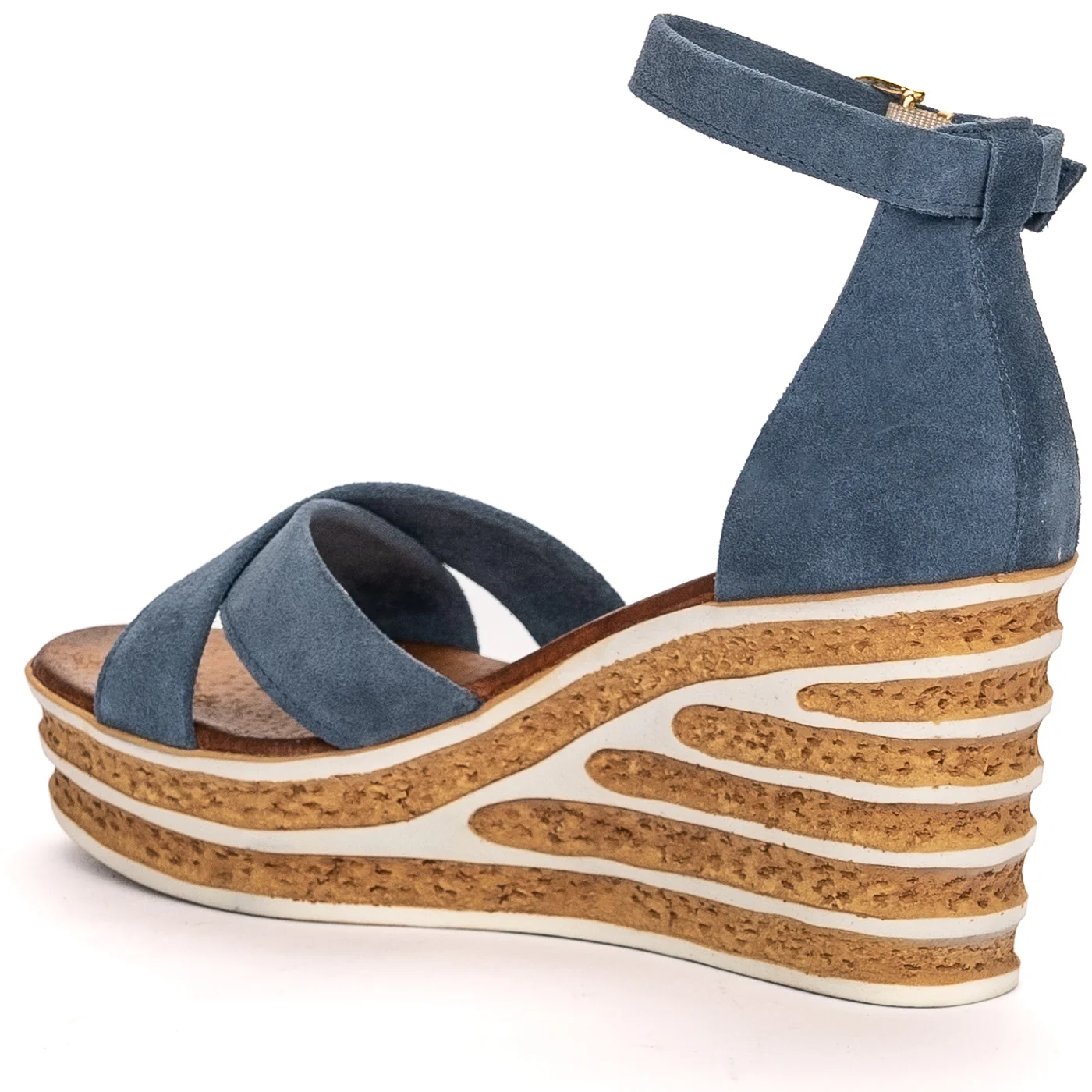 Sandale dama din piele naturala bleumarin cu platforma 13478 - Image 2