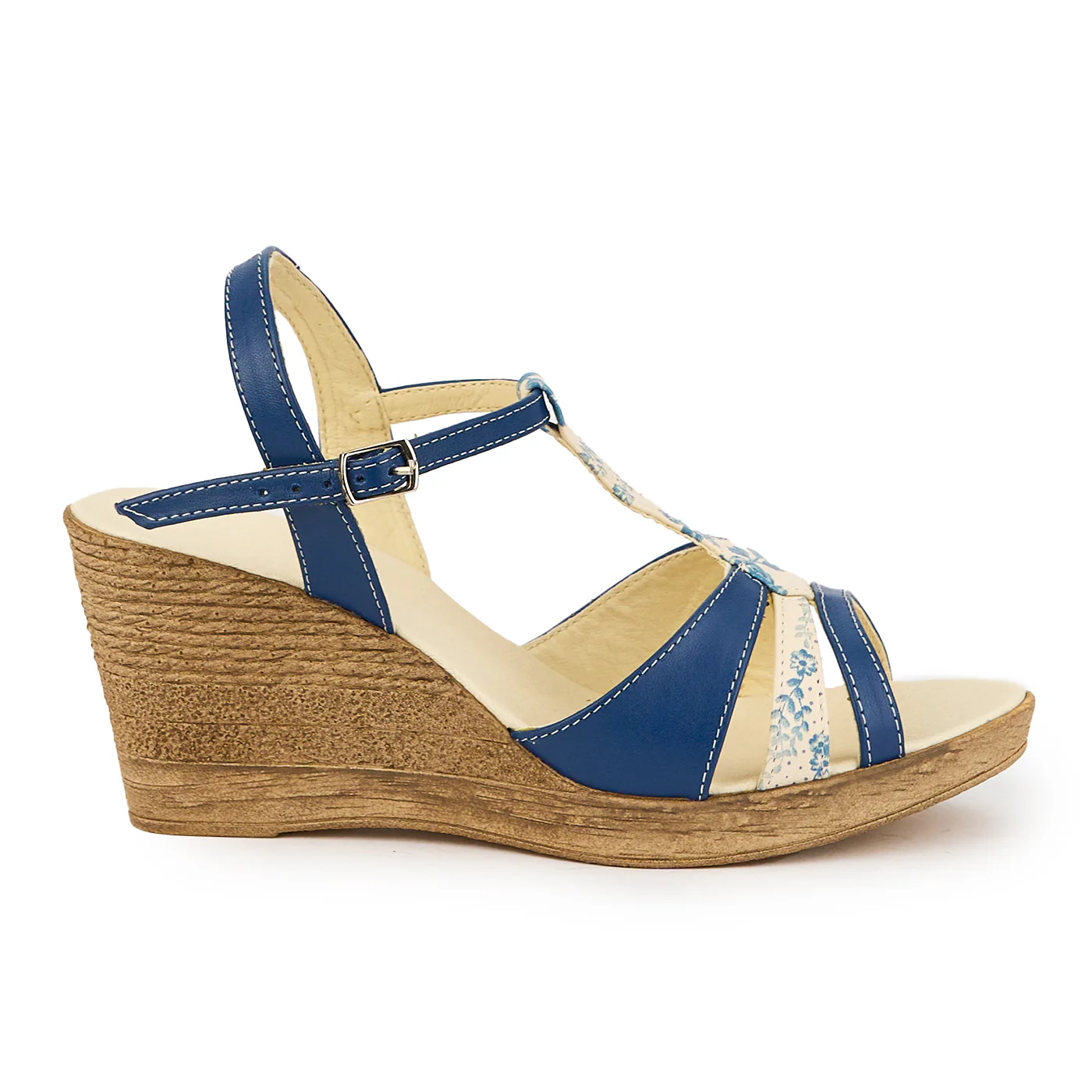 Sandale dama din piele naturala bleumarin cu platforma 14907