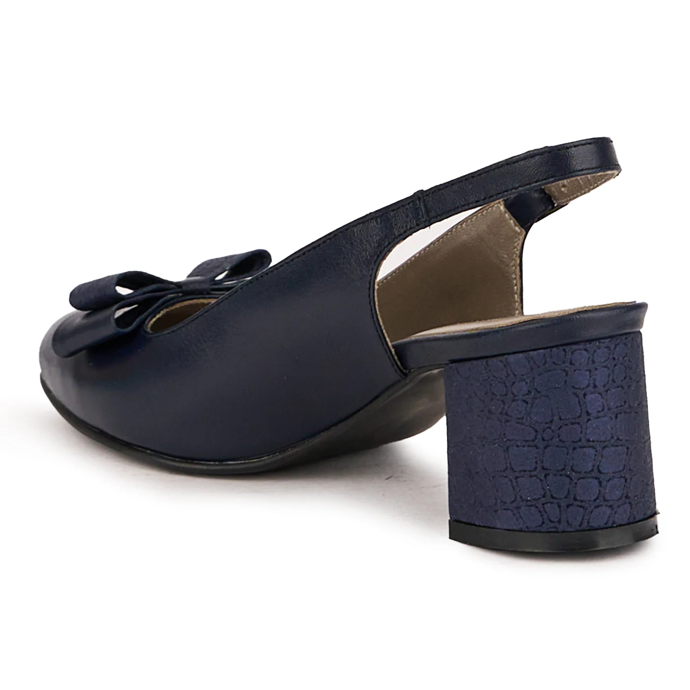 Sandale dama din piele naturala bleumarin cu toc gros 6 cm 16777 - Image 2
