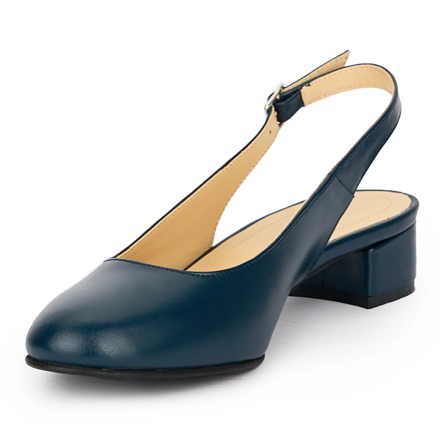 Sandale dama din piele naturala bleumarin cu toc mic 3.5 cm 15575 - Image 3