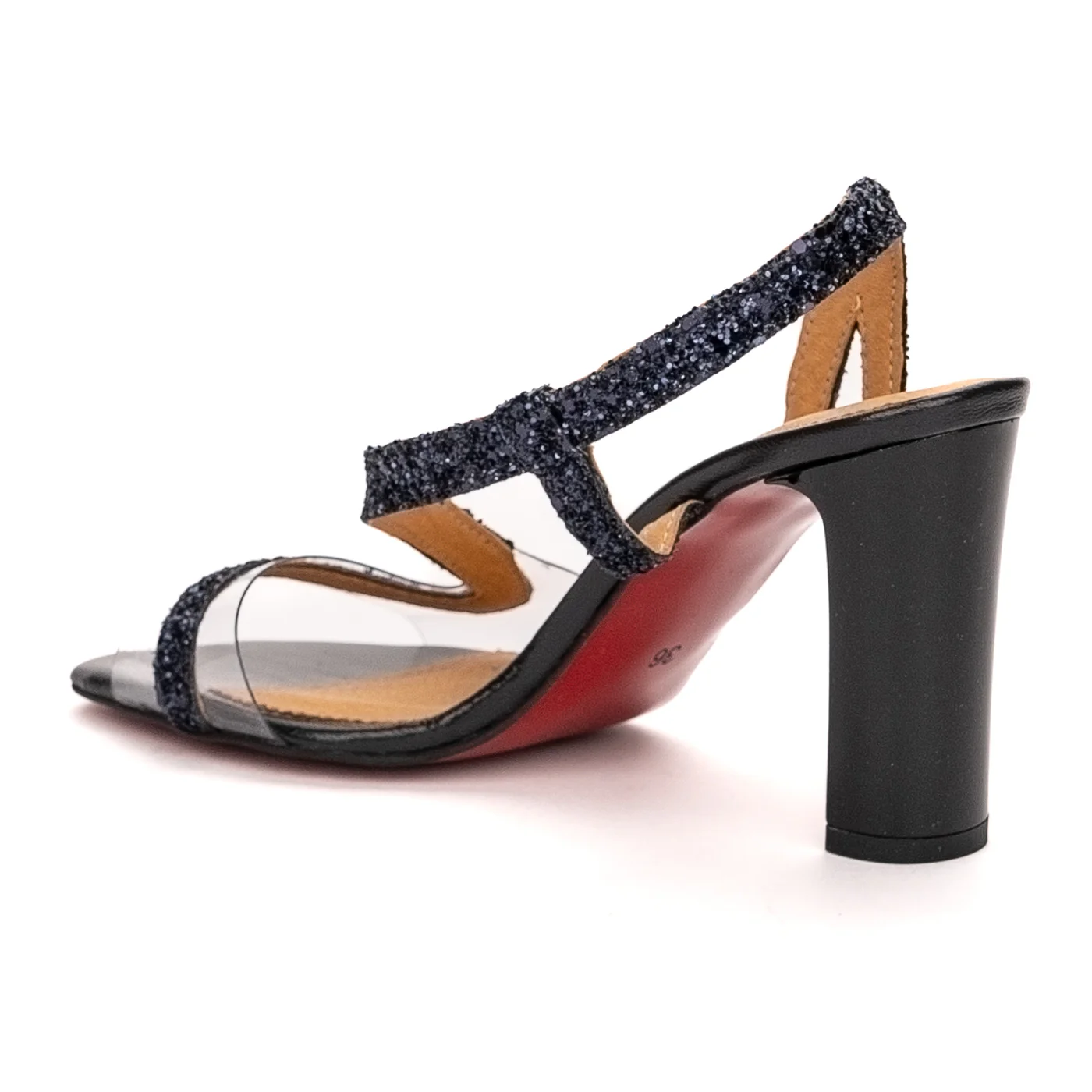 Sandale dama din piele naturala bleumarin cu toc subtire 8.5 cm 13436 - Image 2