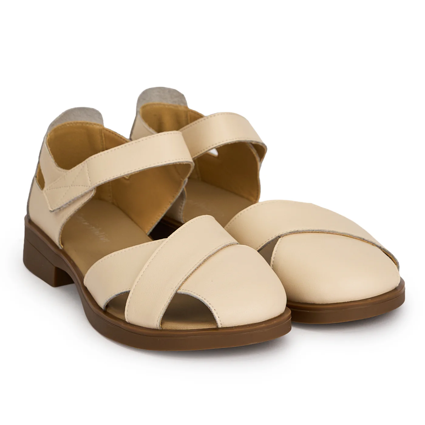 Sandale dama din piele naturala crem 19602 - Image 4