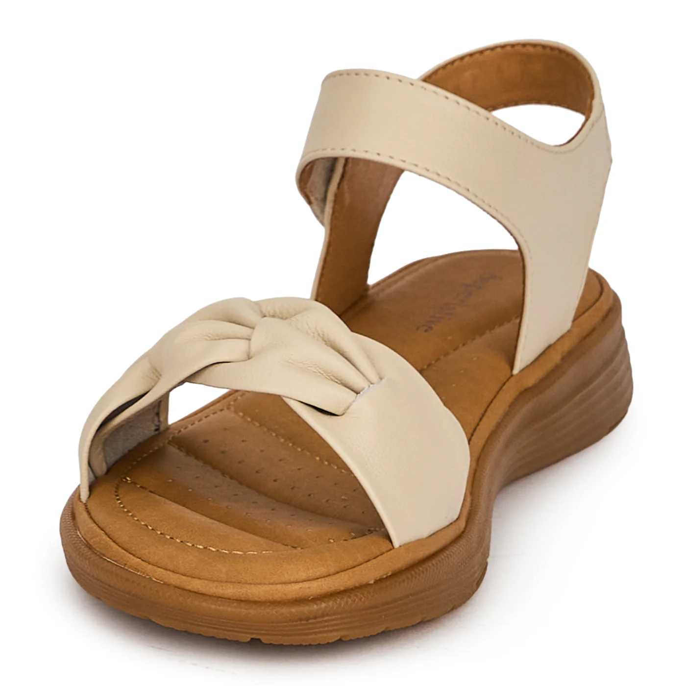 Sandale dama din piele naturala crem 19747 - Image 3