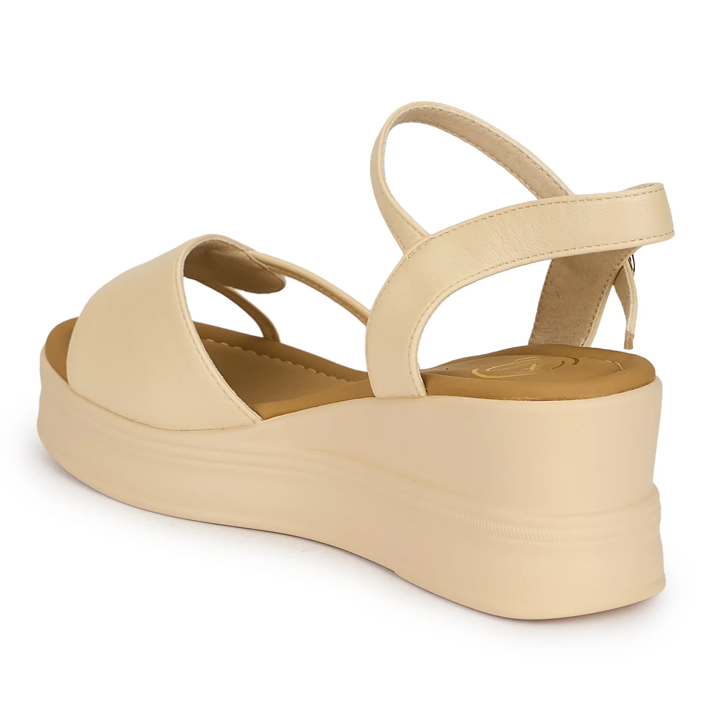 Sandale dama din piele naturala crem cu platforma 6 cm 19764 - Image 2