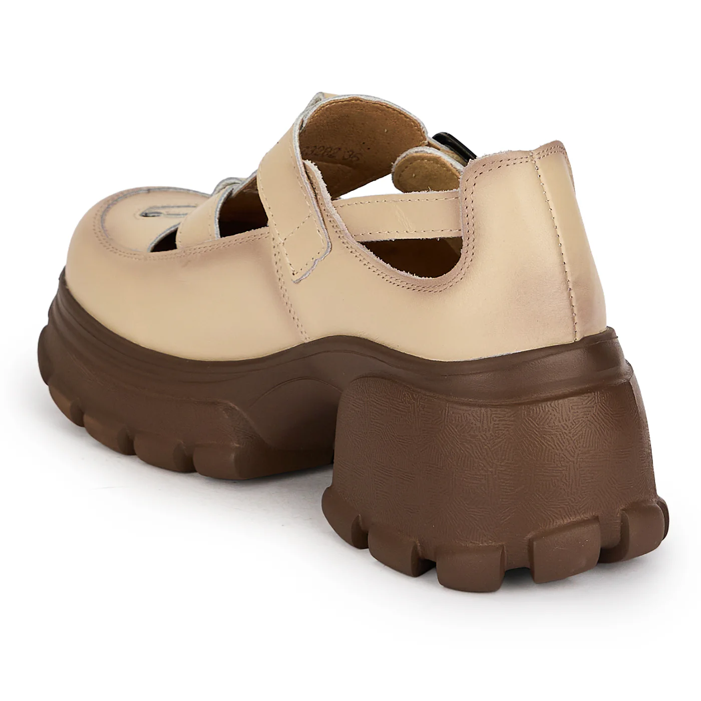 Sandale dama din piele naturala crem cu talpa inalta 6 cm 19559 - Image 2