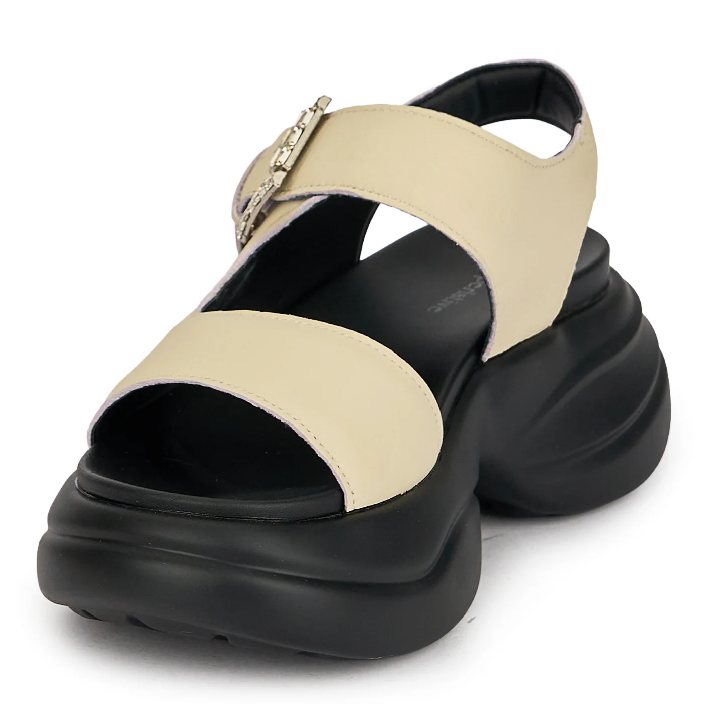 Sandale dama din piele naturala crem cu talpa inalta 6 cm 19782 - Image 3