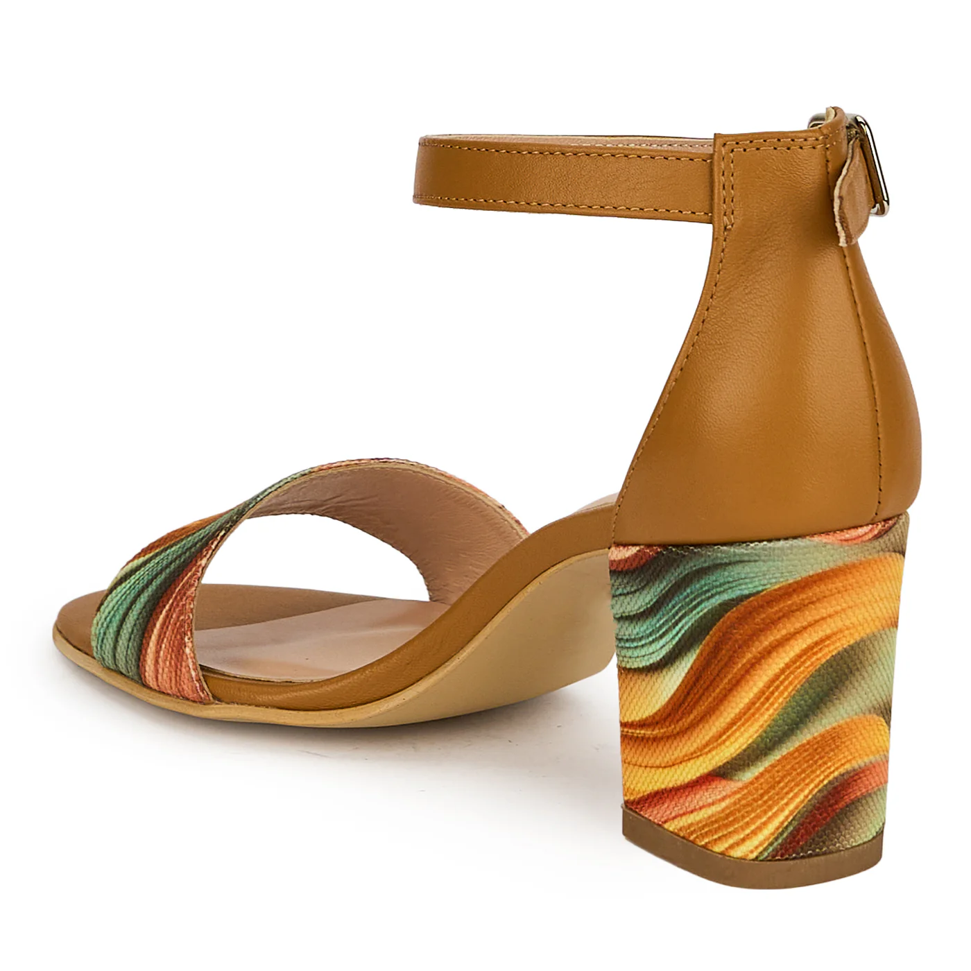 Sandale dama din piele naturala cu toc gros 7 cm 19395 - Image 2