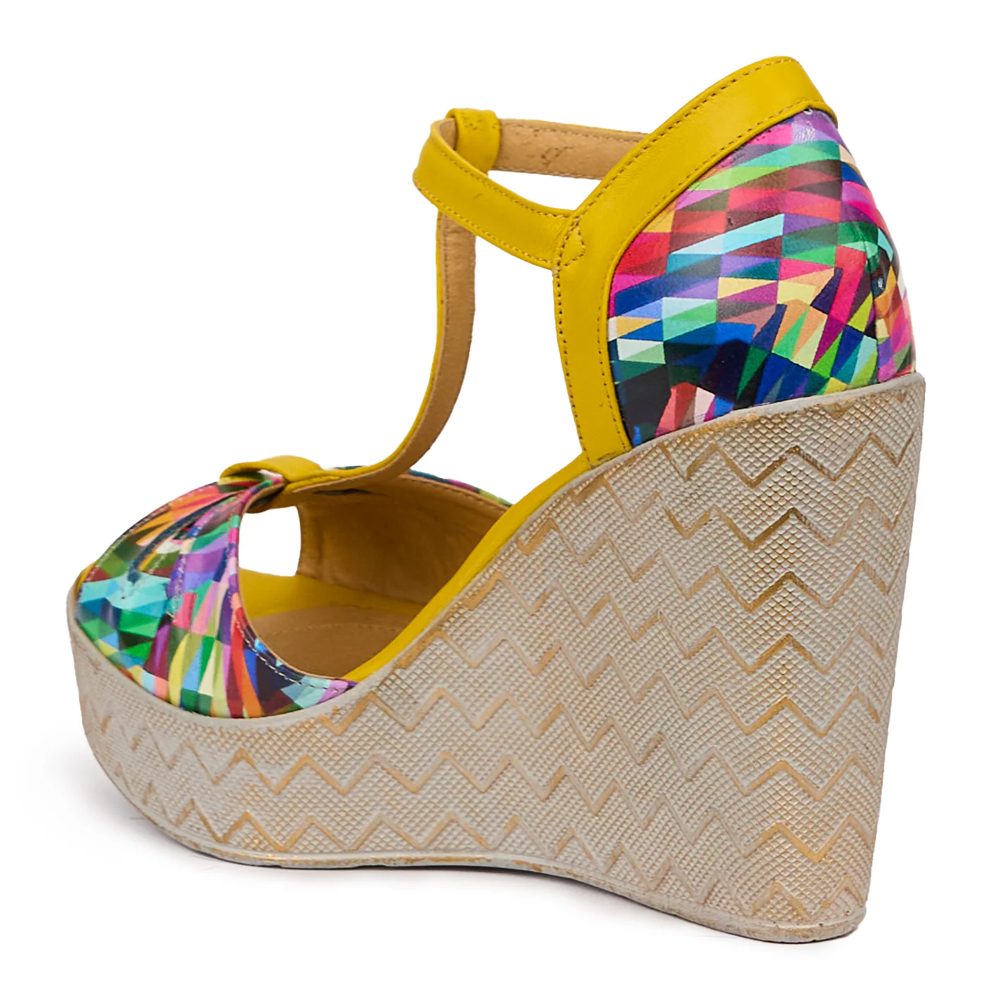 Sandale dama din piele naturala galbena cu platforma 11 cm 14351 - Image 2