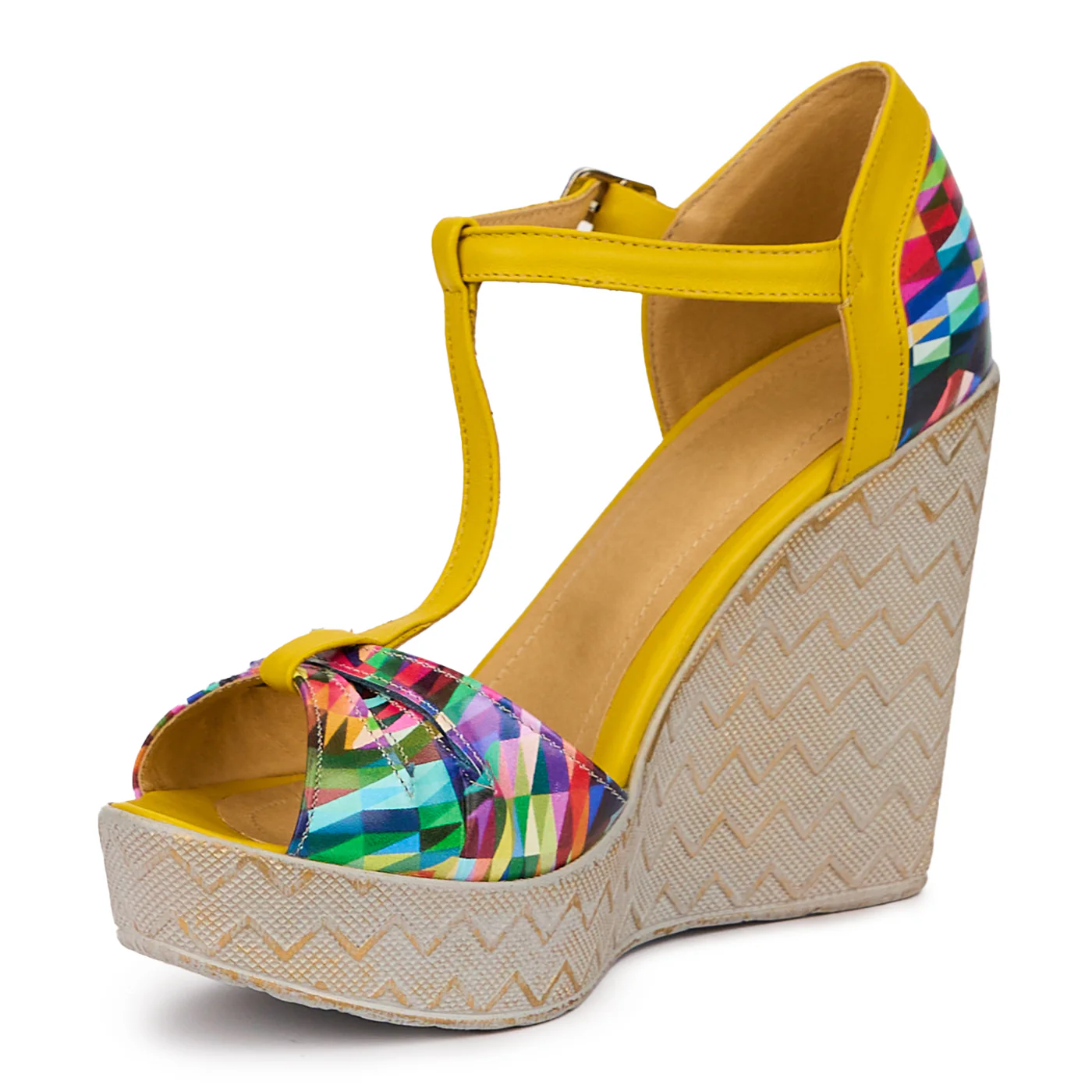 Sandale dama din piele naturala galbena cu platforma 11 cm 14351 - Image 3