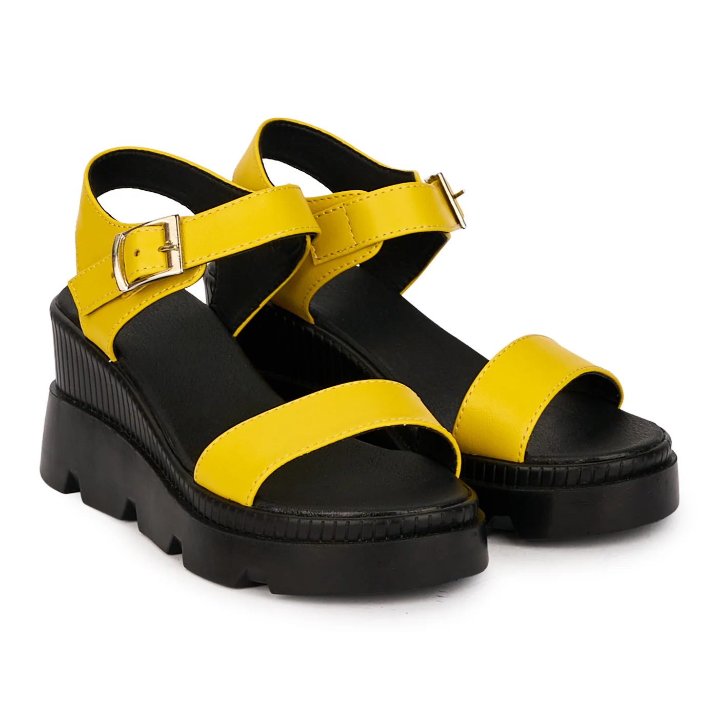 Sandale dama din piele naturala galbena cu platforma 7 cm 18515 - Image 4
