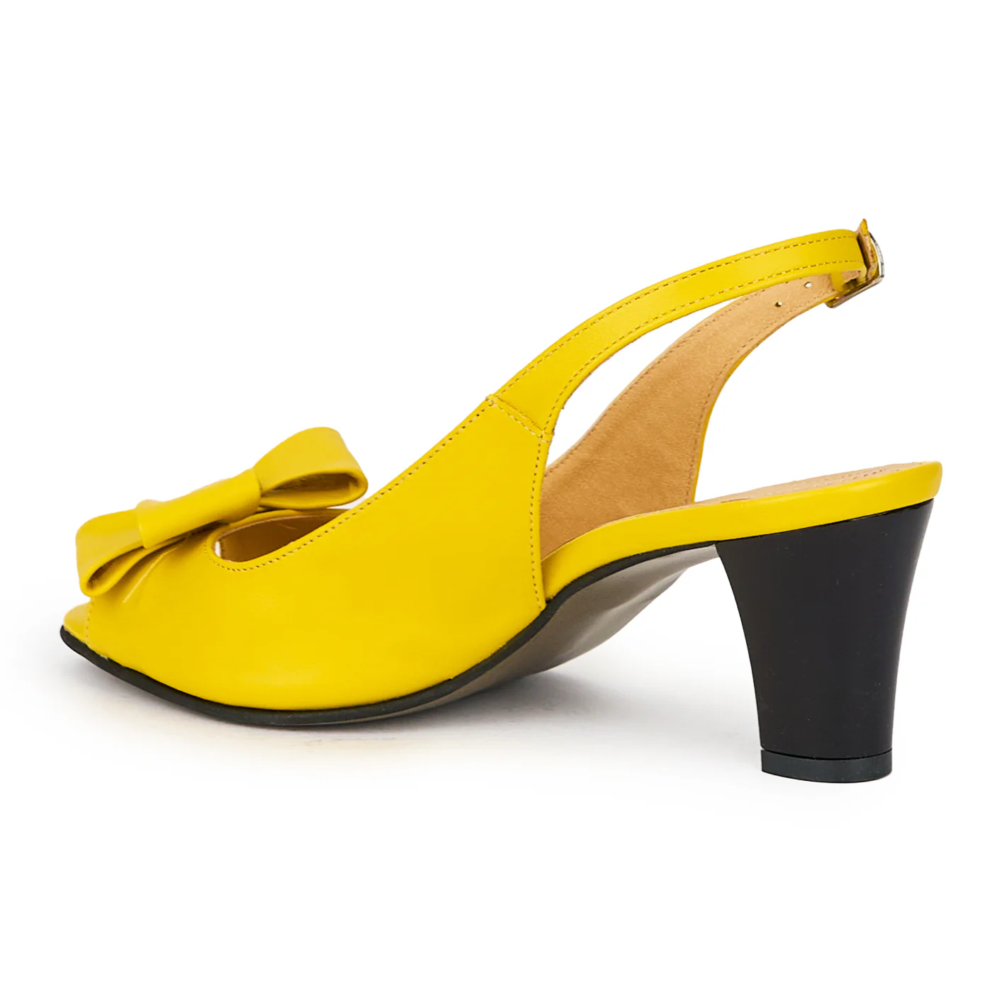 Sandale dama din piele naturala galbena cu toc gros 6.5 cm 15501 - Image 2