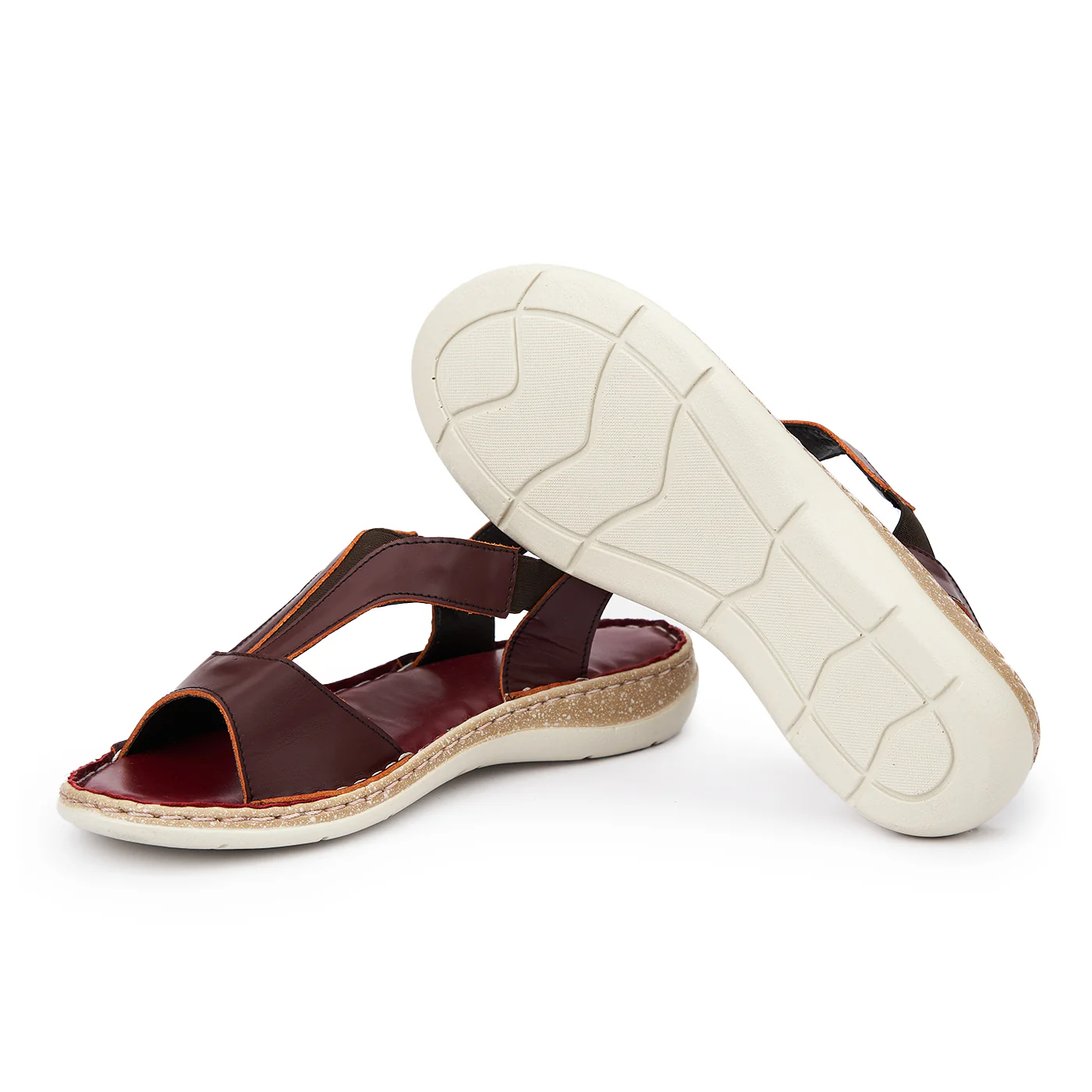 Sandale dama din piele naturala grena 2498 - Image 3