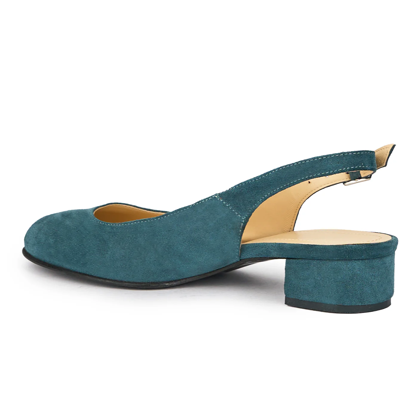 Sandale dama din piele naturala gri-albastru cu toc mic 4 cm 15488 - Image 2