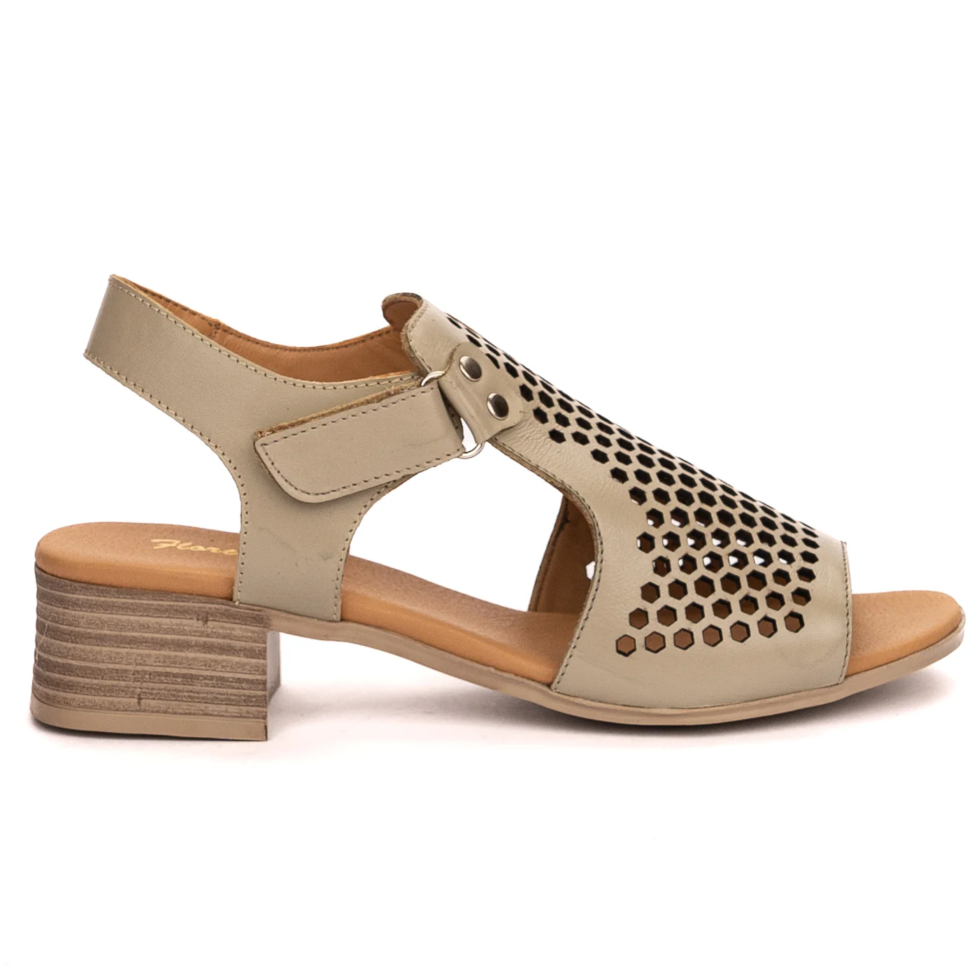 Sandale dama din piele naturala gri cu toc gros 4 cm 13517