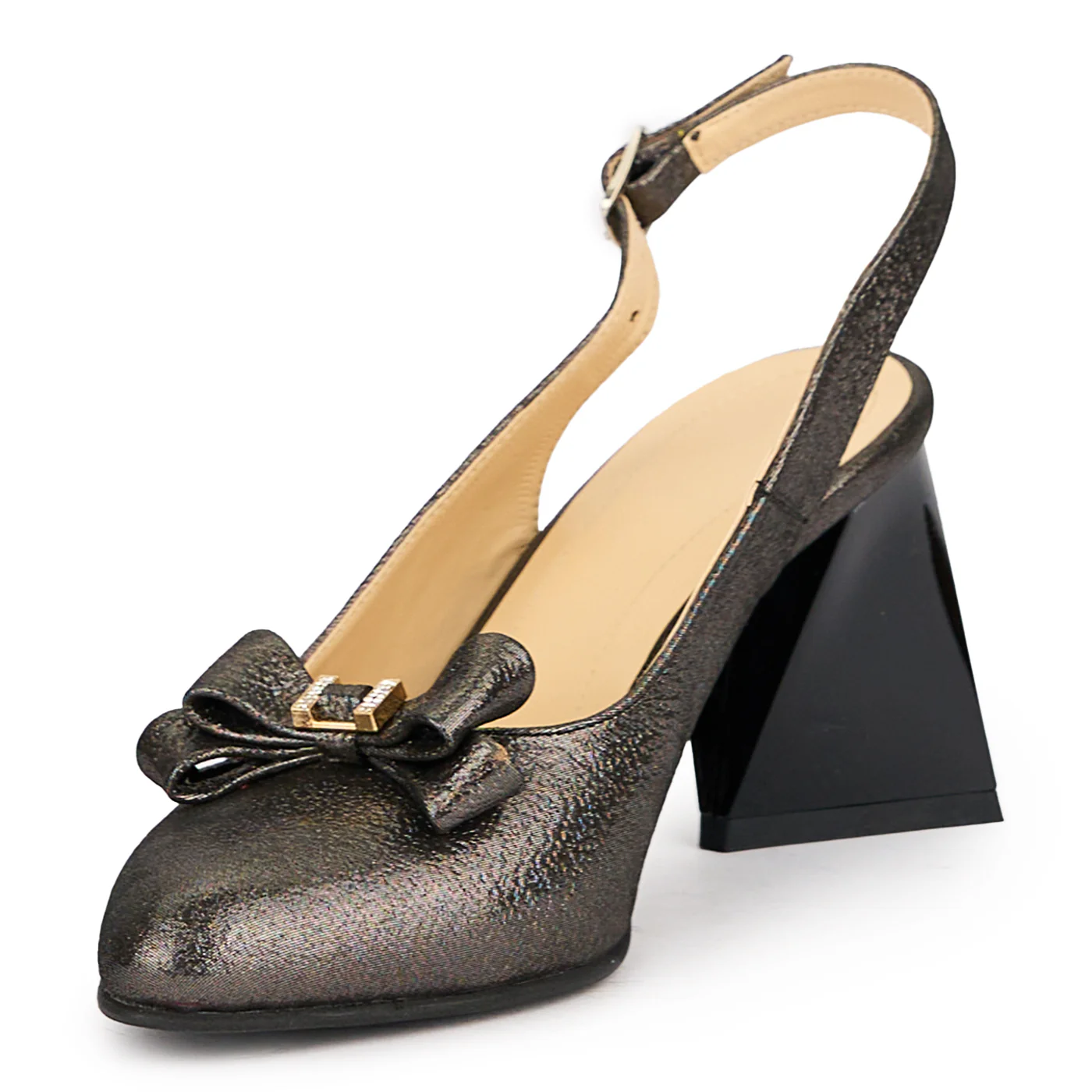 Sandale dama din piele naturala gri cu toc gros 7.5 cm 16253 - Image 3