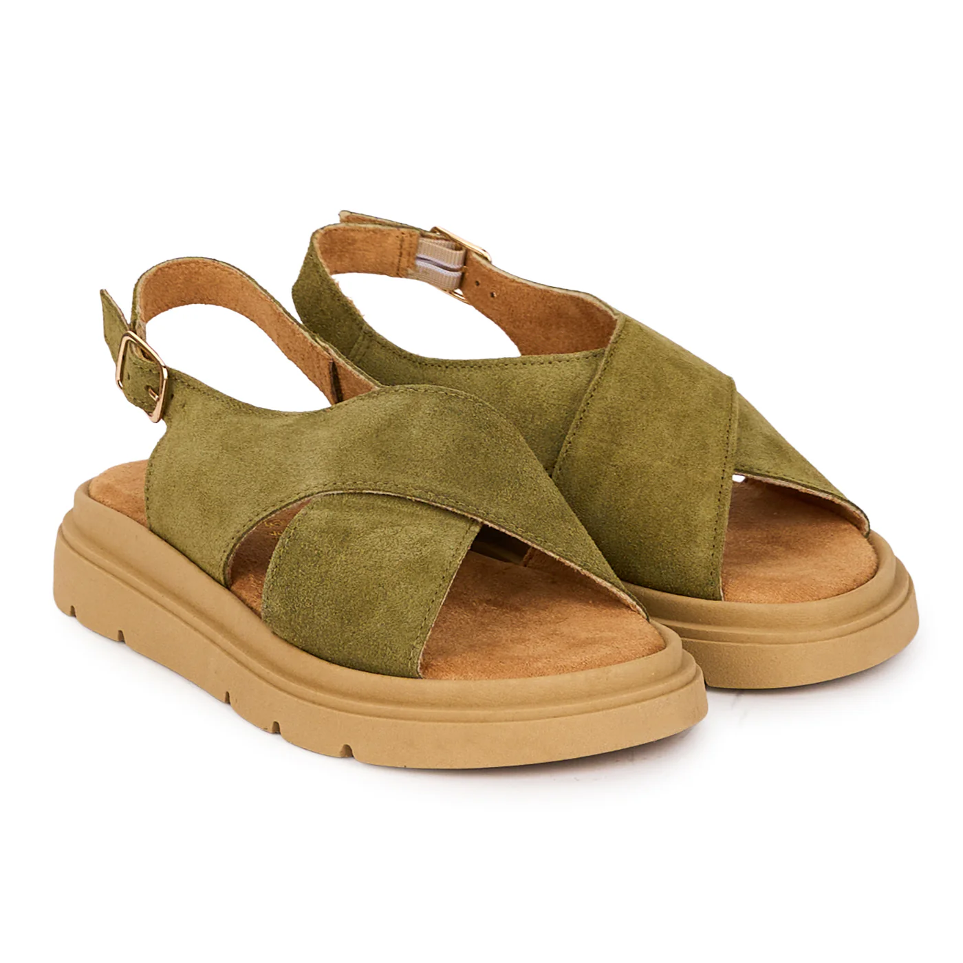 Sandale dama din piele naturala kaki 18457 - Image 4