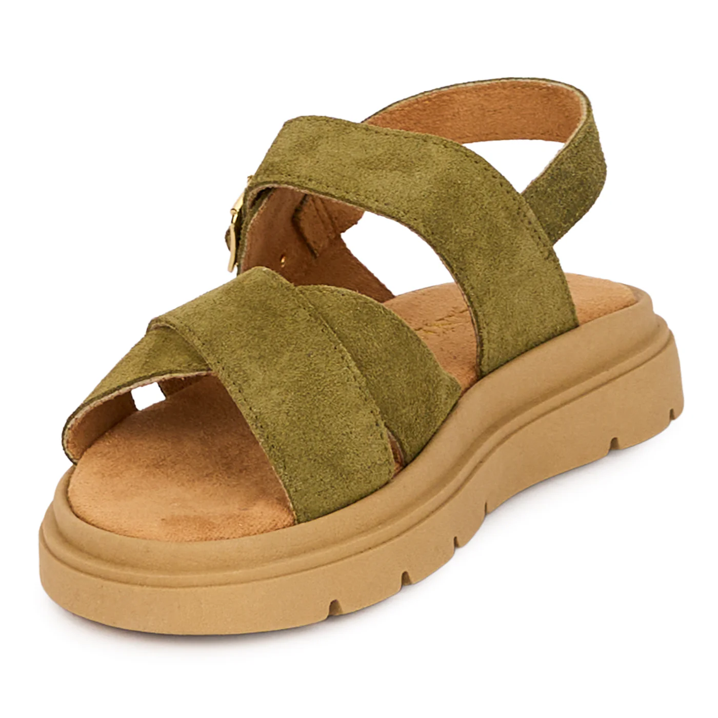 Sandale dama din piele naturala kaki 18461 - Image 3