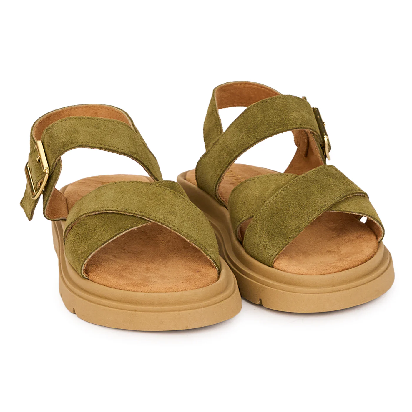 Sandale dama din piele naturala kaki 18461 - Image 4