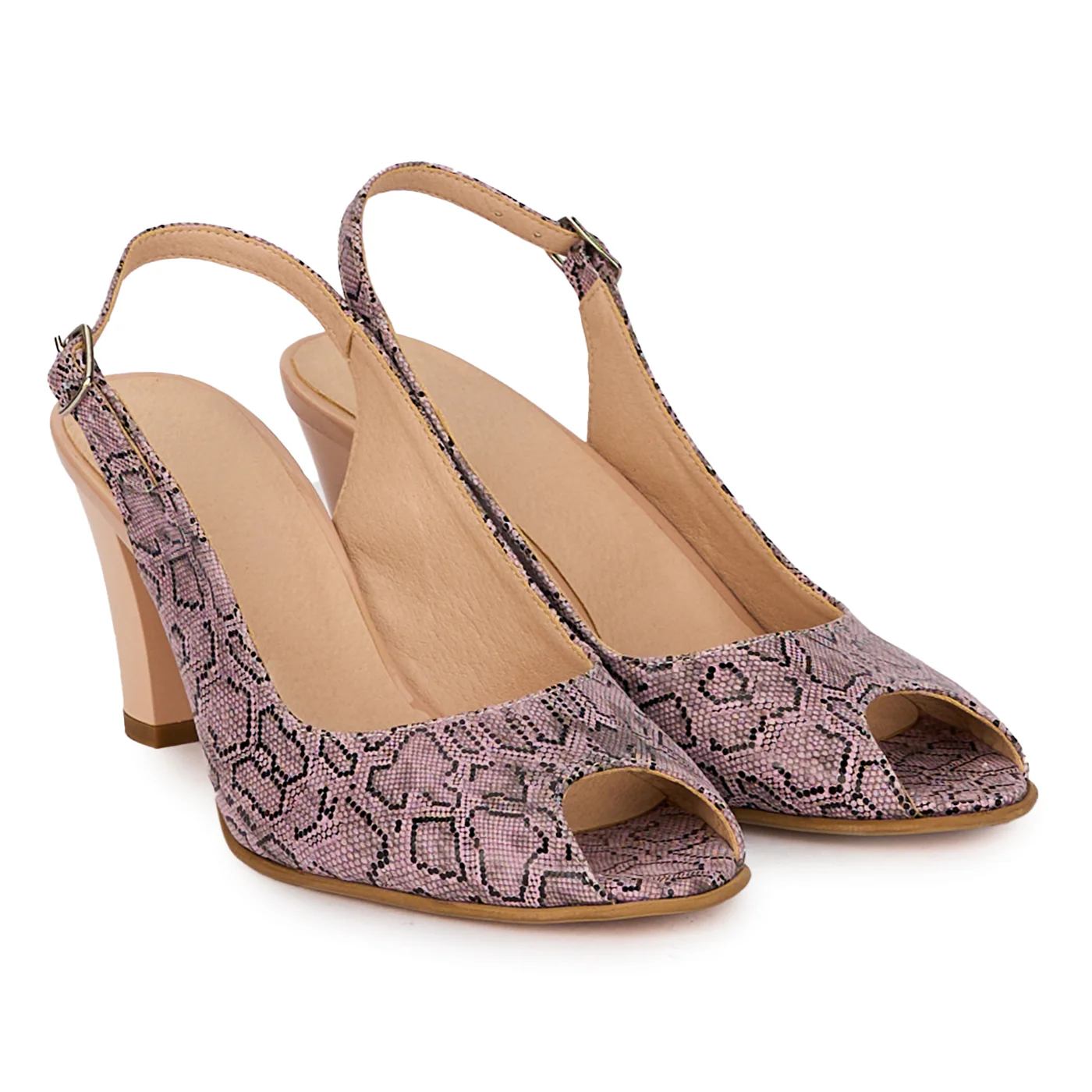 Sandale dama din piele naturala lila cu toc gros 7 cm 18275 - Image 4