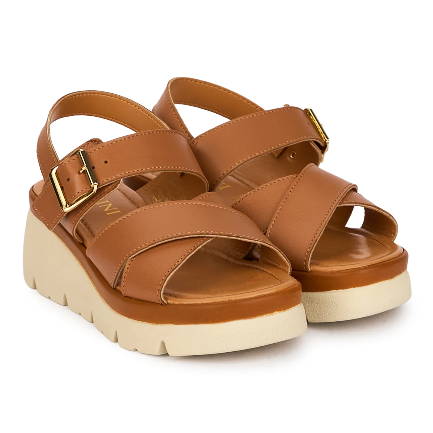 Sandale dama din piele naturala maro cu platforma 5 cm 18466 - Image 4
