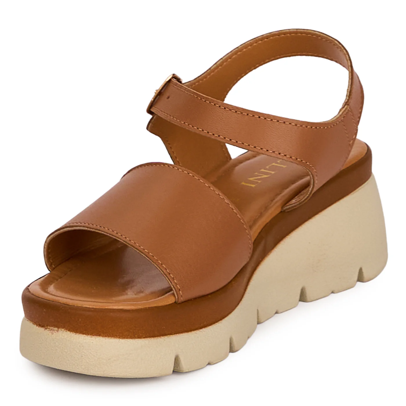 Sandale dama din piele naturala maro cu platforma 5 cm 18577 - Image 3