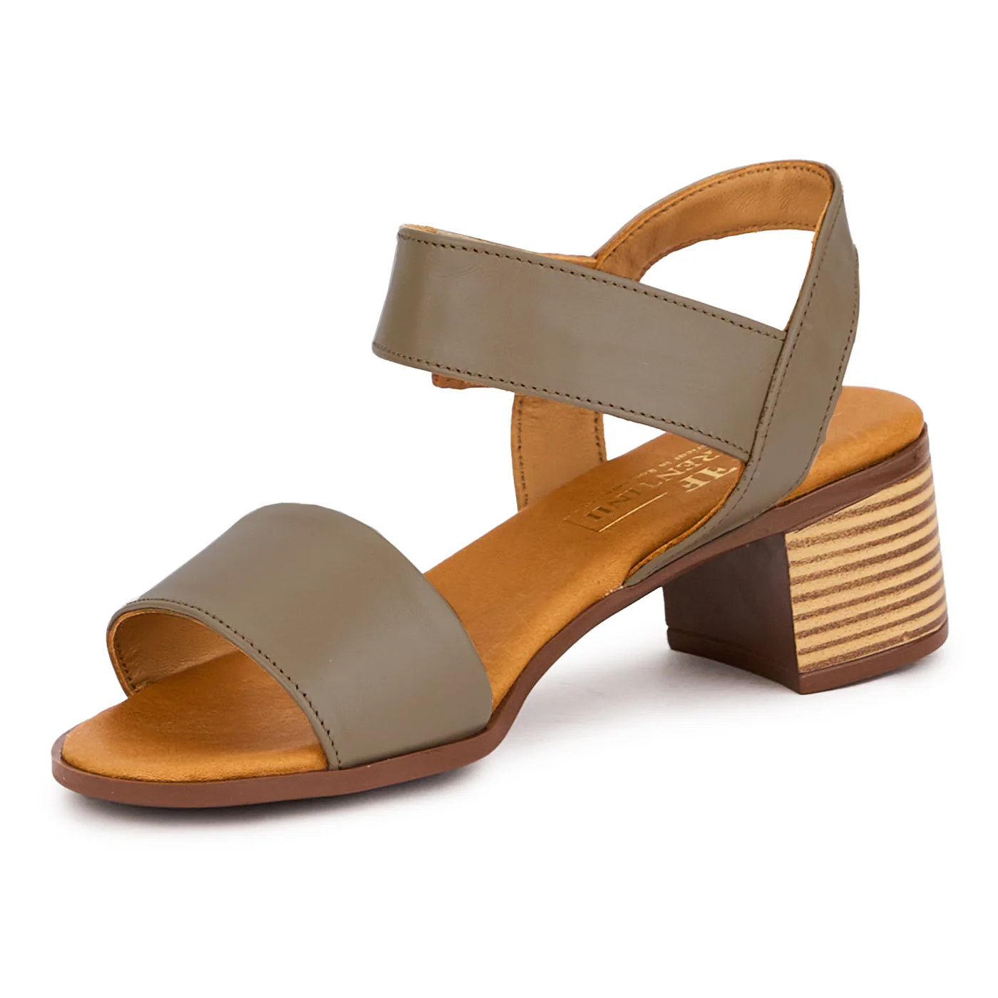 Sandale dama din piele naturala bej cu toc gros 5 cm 16374 - Image 3