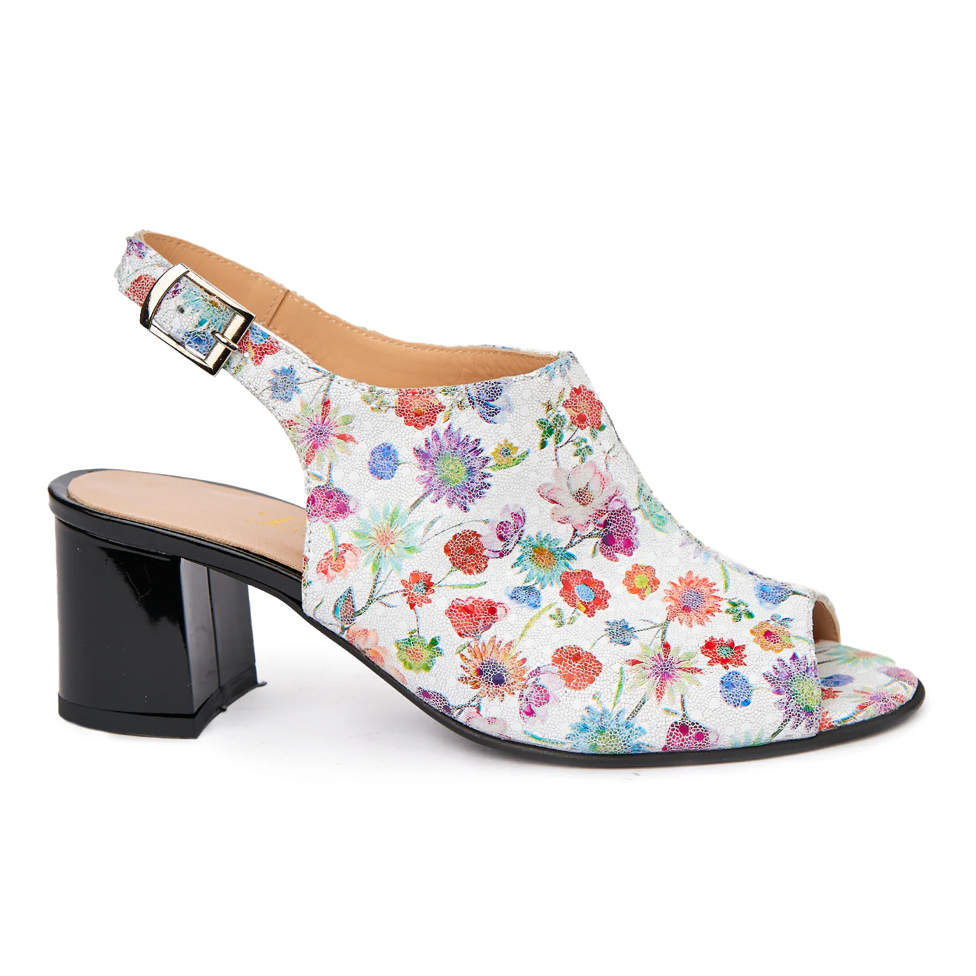 Sandale dama din piele naturala model floral 5437