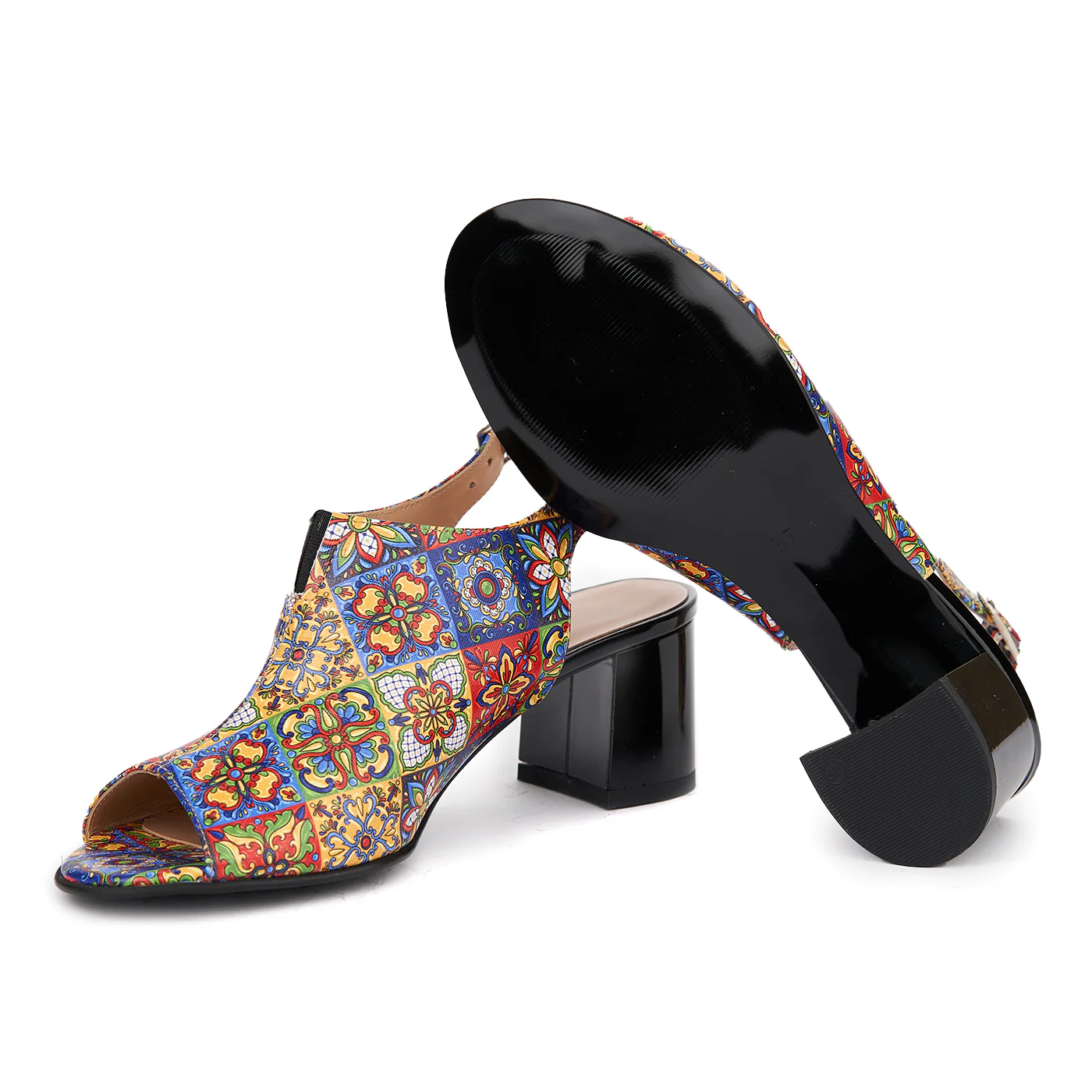 Sandale dama din piele naturala model geometric 5438 - Image 3