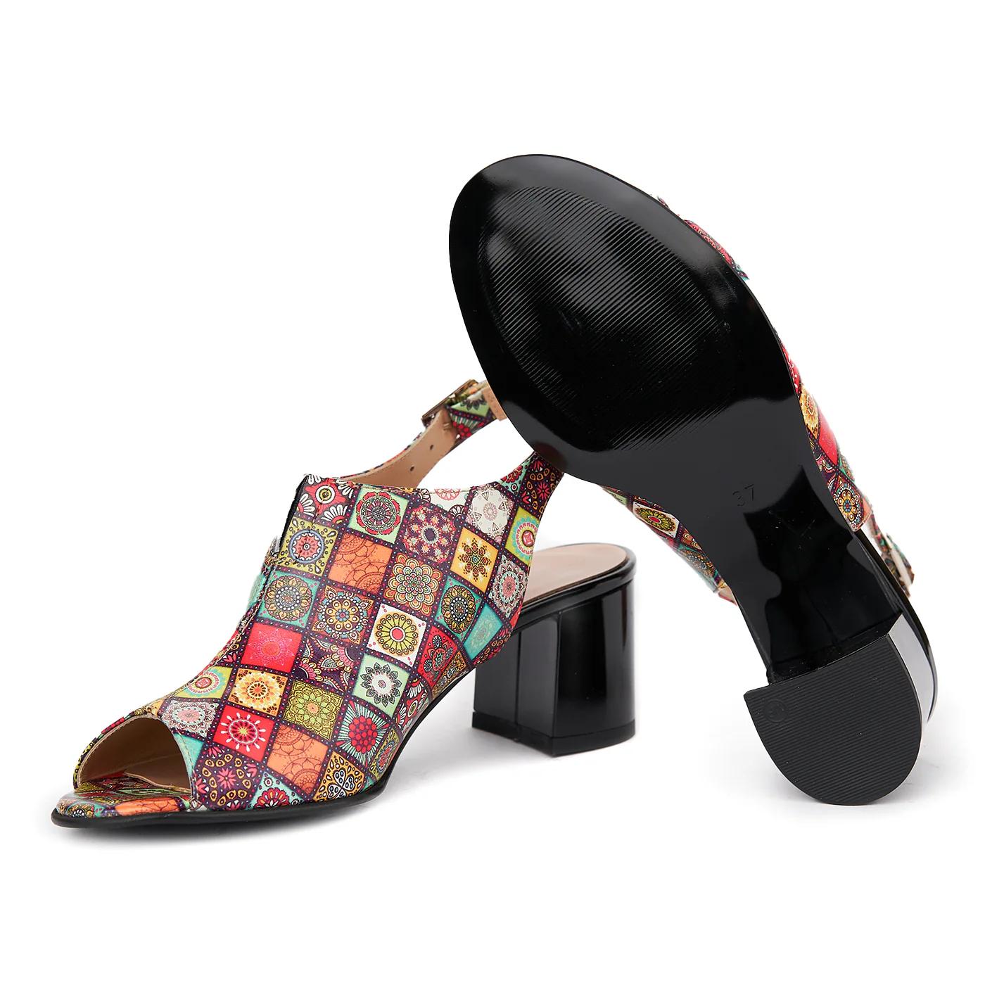 Sandale dama din piele naturala model geometric 5439 - Image 3