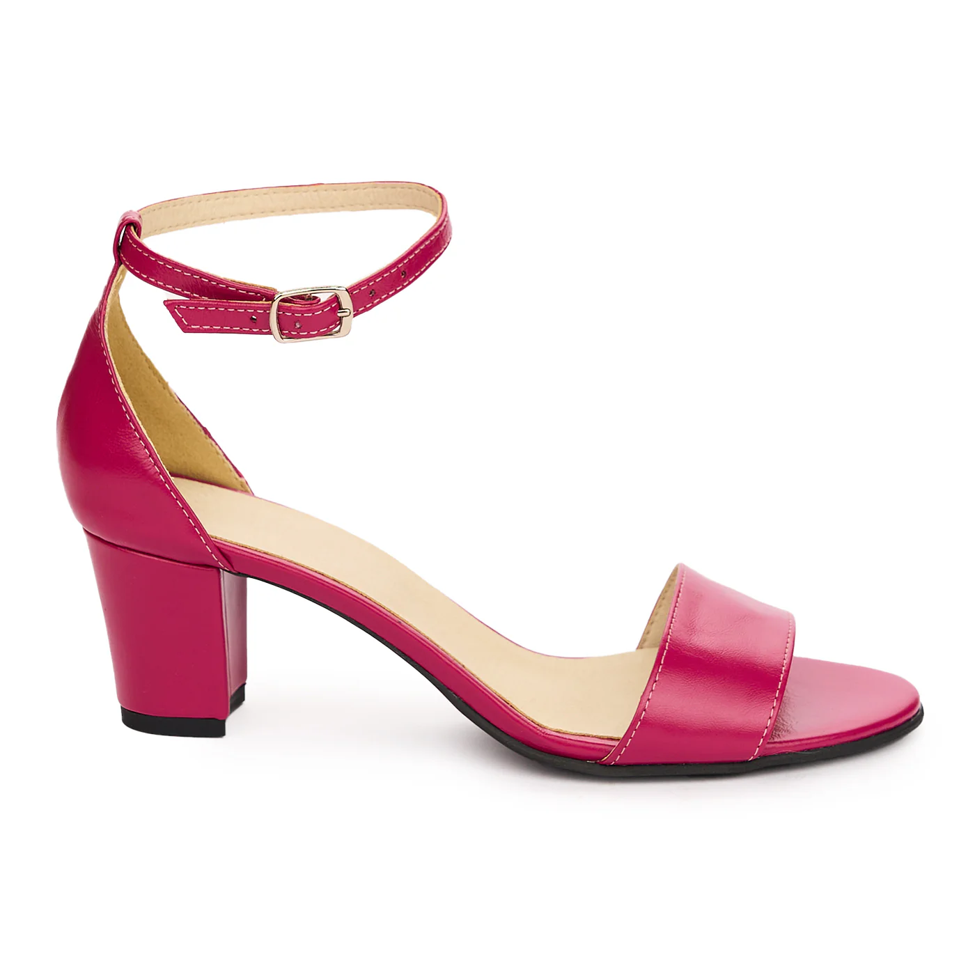 Sandale dama din piele naturala mov cu toc gros 6 cm 13765