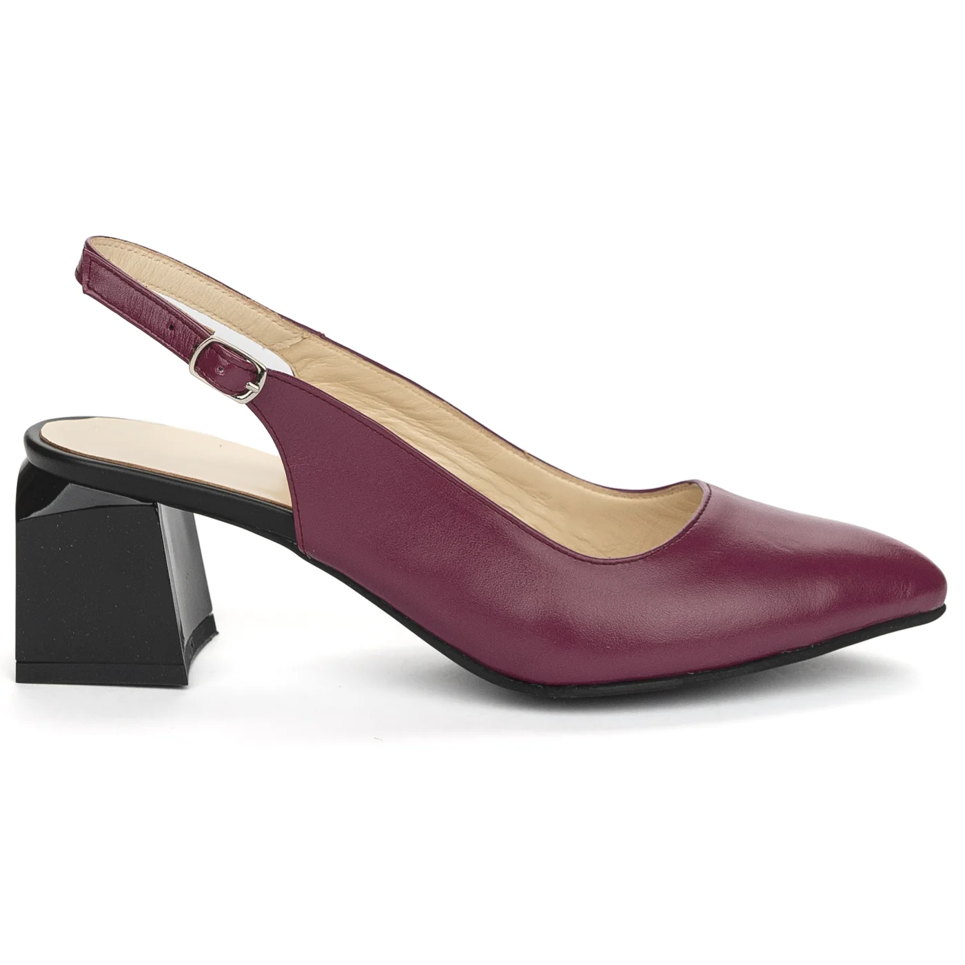 Sandale dama din piele naturala mov cu toc gros 6 cm 13856