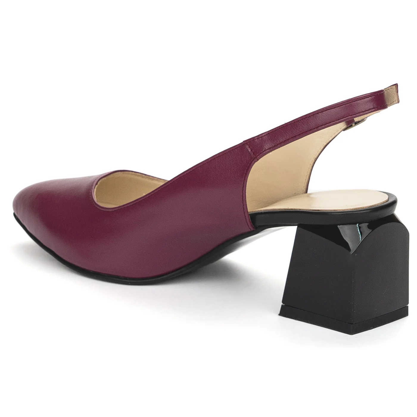 Sandale dama din piele naturala mov cu toc gros 6 cm 13856 - Image 2