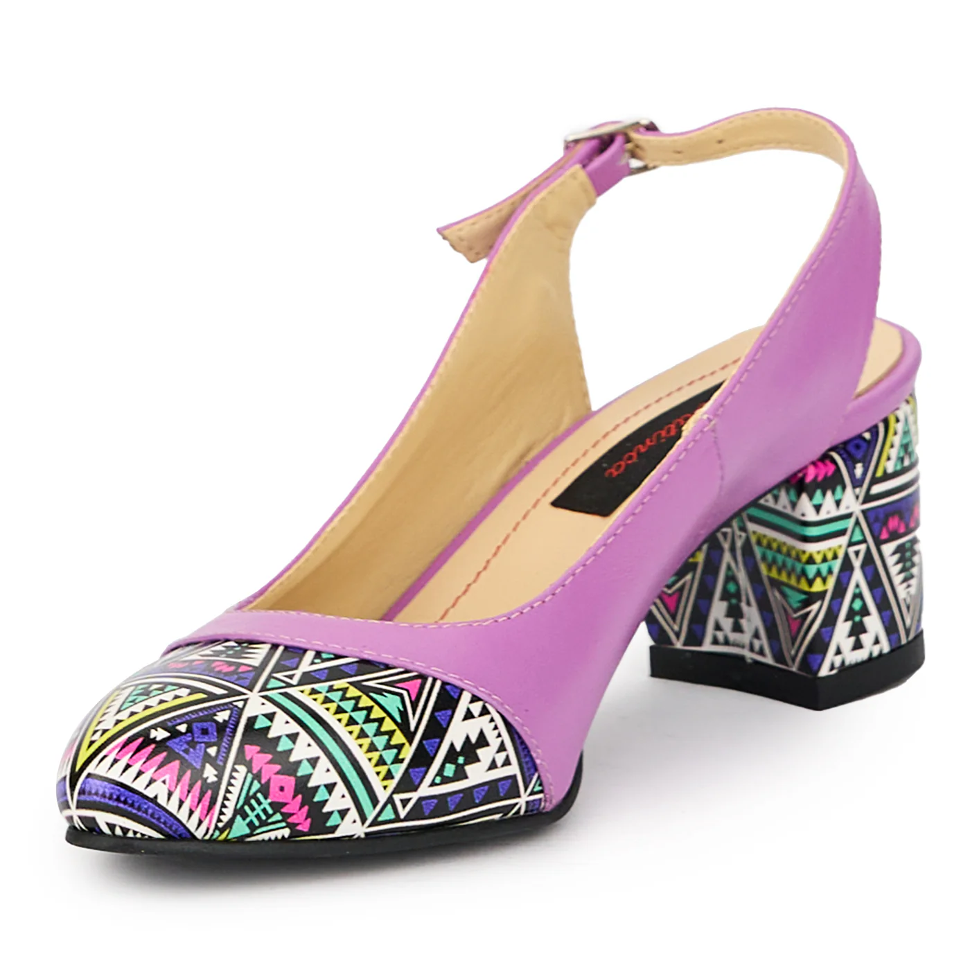 Sandale dama din piele naturala mov cu toc gros 6 cm 15619 - Image 3