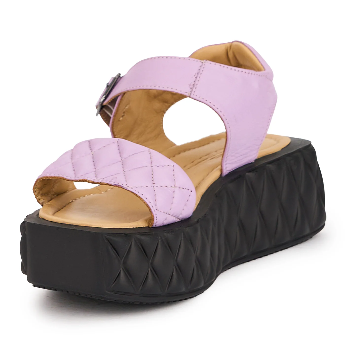 Sandale dama din piele naturala mov-lila cu talpa inalta 5.5 cm 16276 - Image 3