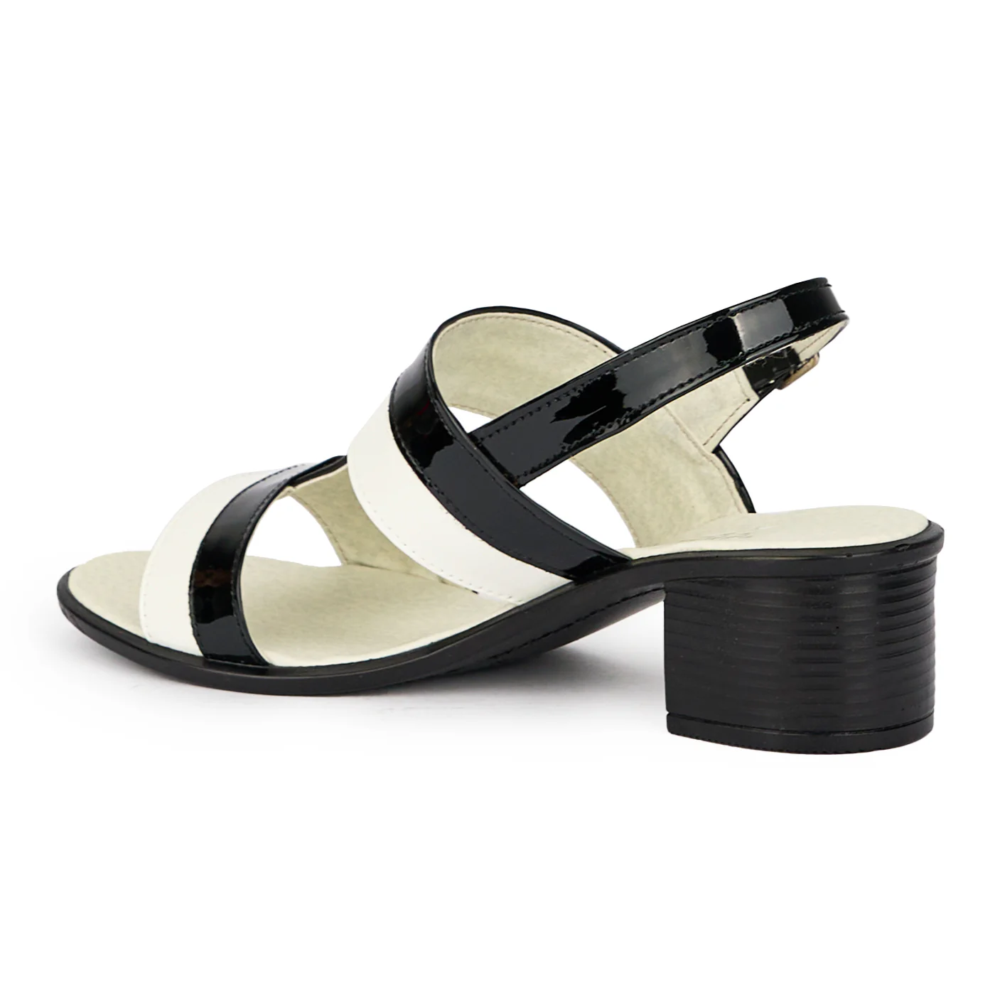 Sandale dama din piele naturala multicolor alb-negru 15471 - Image 2