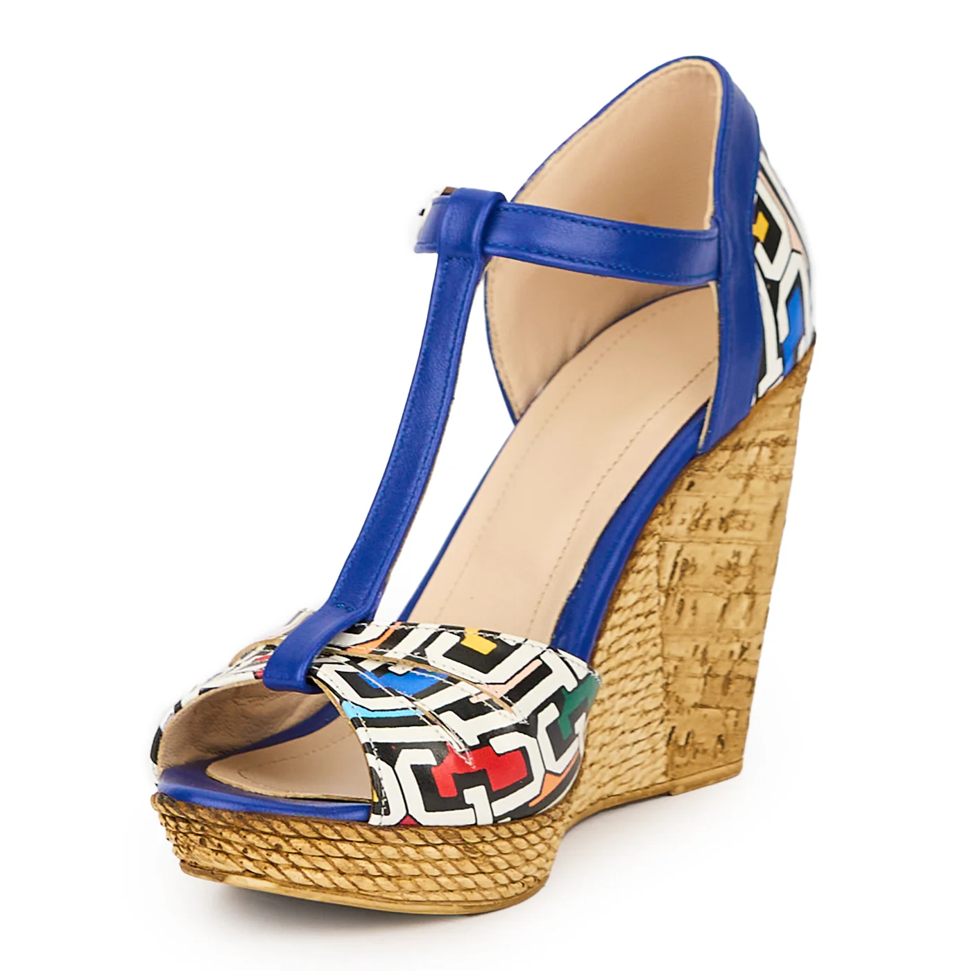 Sandale dama din piele naturala multicolor cu platforma 10.5 cm 15571 - Image 3