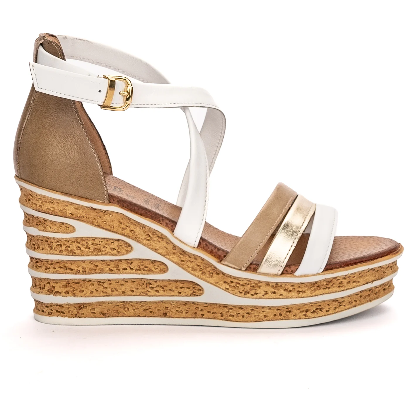 Sandale dama din piele naturala multicolor cu platforma 13477