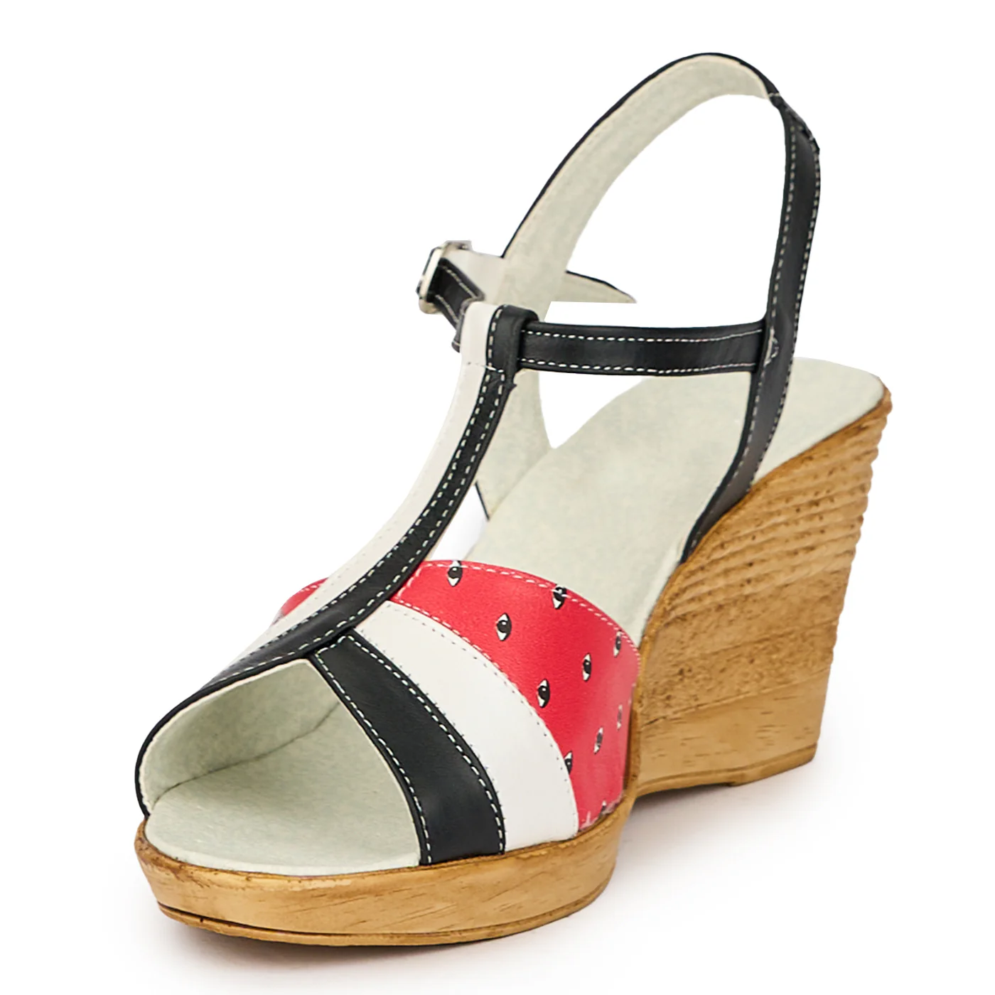Sandale dama din piele naturala multicolor cu platforma 8 cm 15298 - Image 3