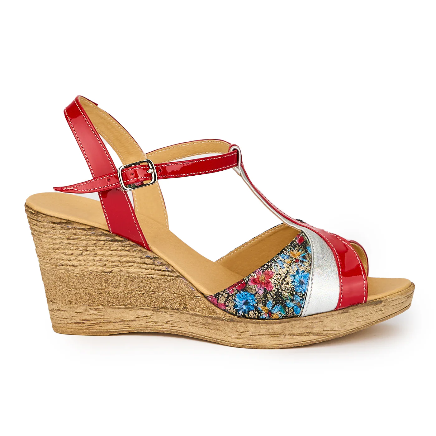 Sandale dama din piele naturala multicolor cu platforma 8 cm 15301